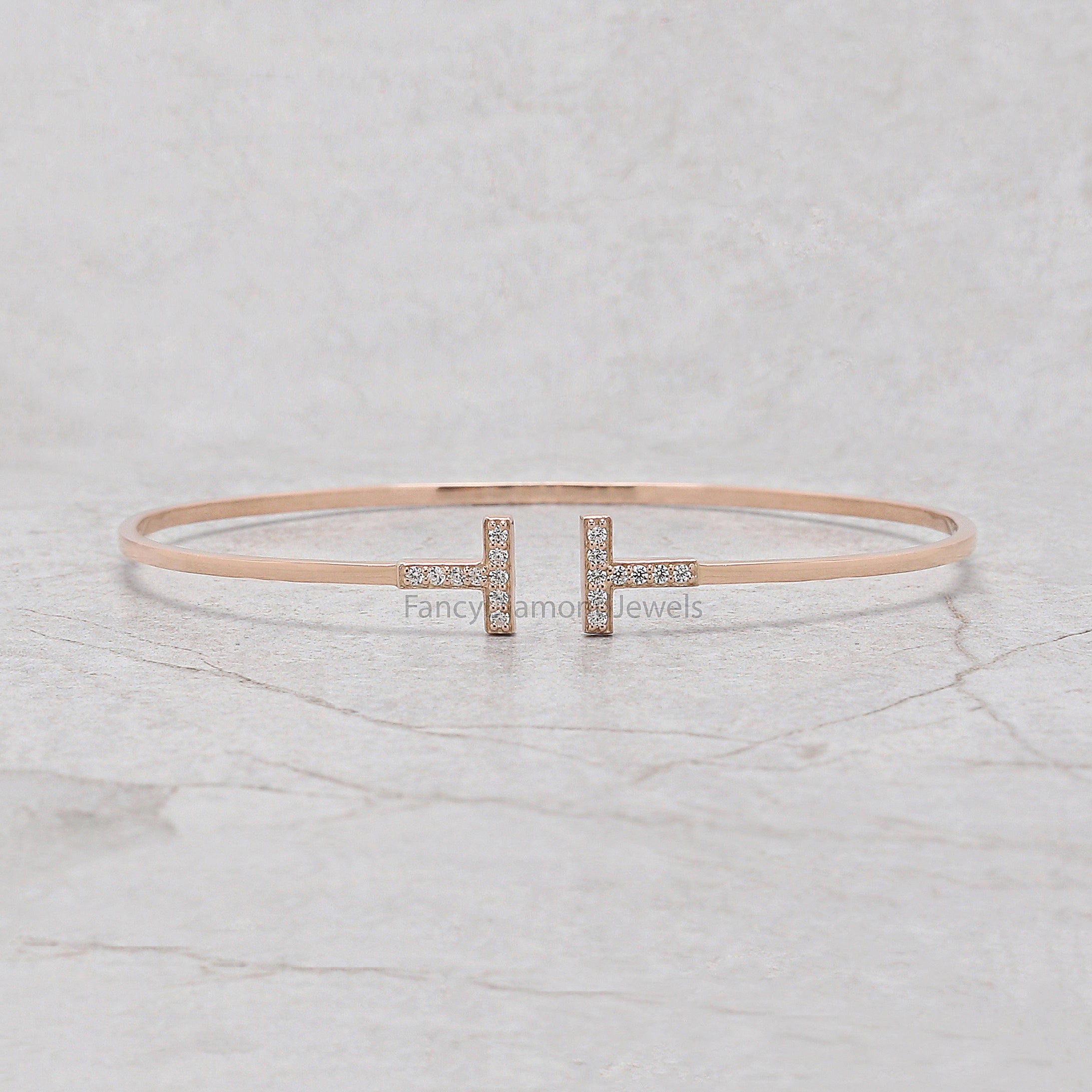 Round White Color Diamond Bracelet, White Diamond Anniversary Gift Bracelet, Gold Bracelet, Round Brilliant Cut Diamond Bracelet, KD1148