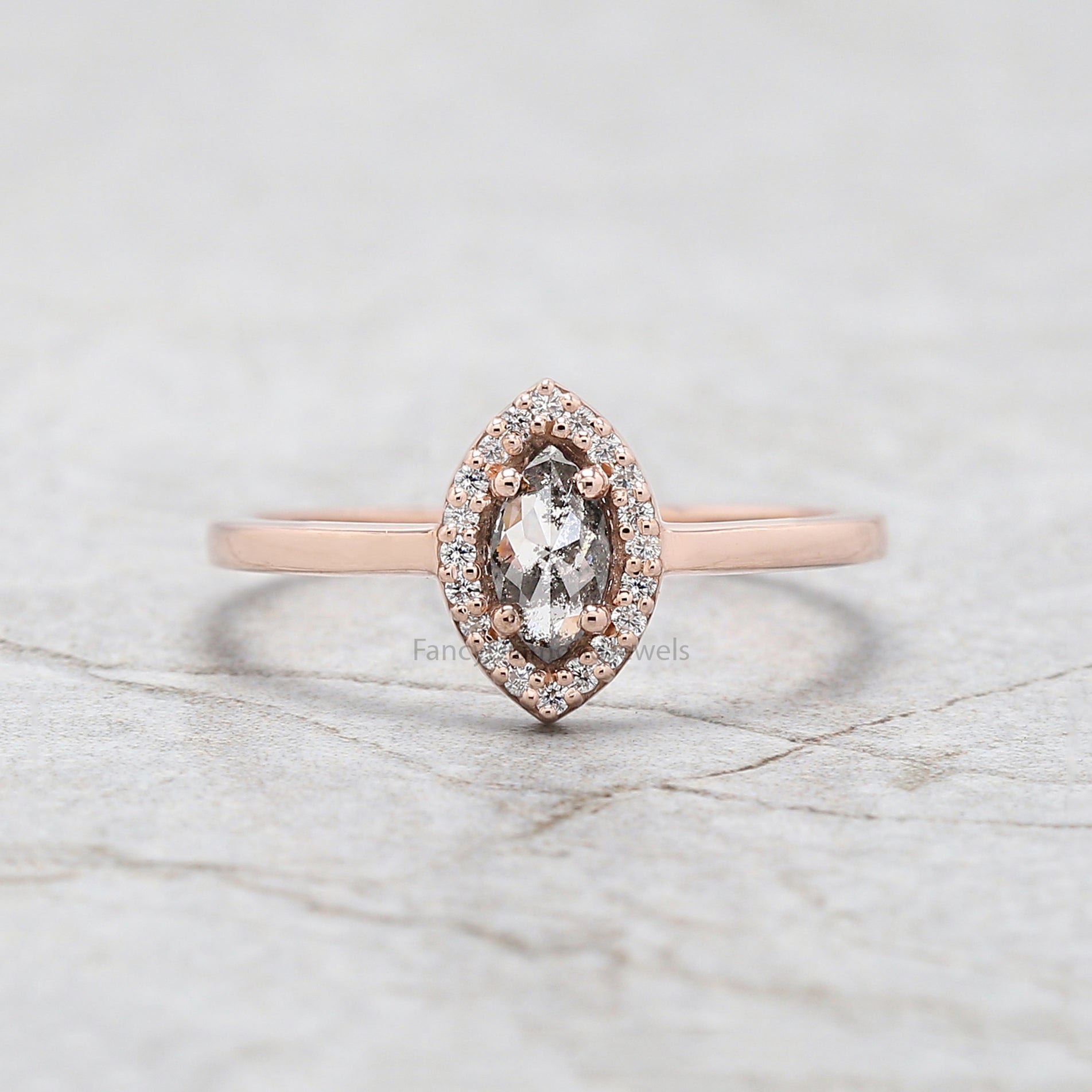 Marquise Salt and pepper Diamond Ring, Salt and pepper Marquise Diamond Engagement Ring, Marquise Diamond Ring, Marquise Shape Ring, KD1138