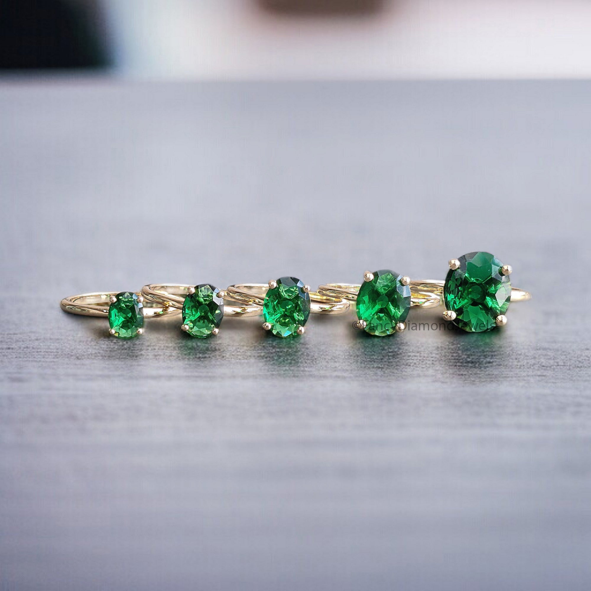 Oval Green Emerald stone engagement ring 12mm 10mm 9mm 8mm 7mm ring silver simulant Ring Solitaire ring Diamond ring Gift for her FD342