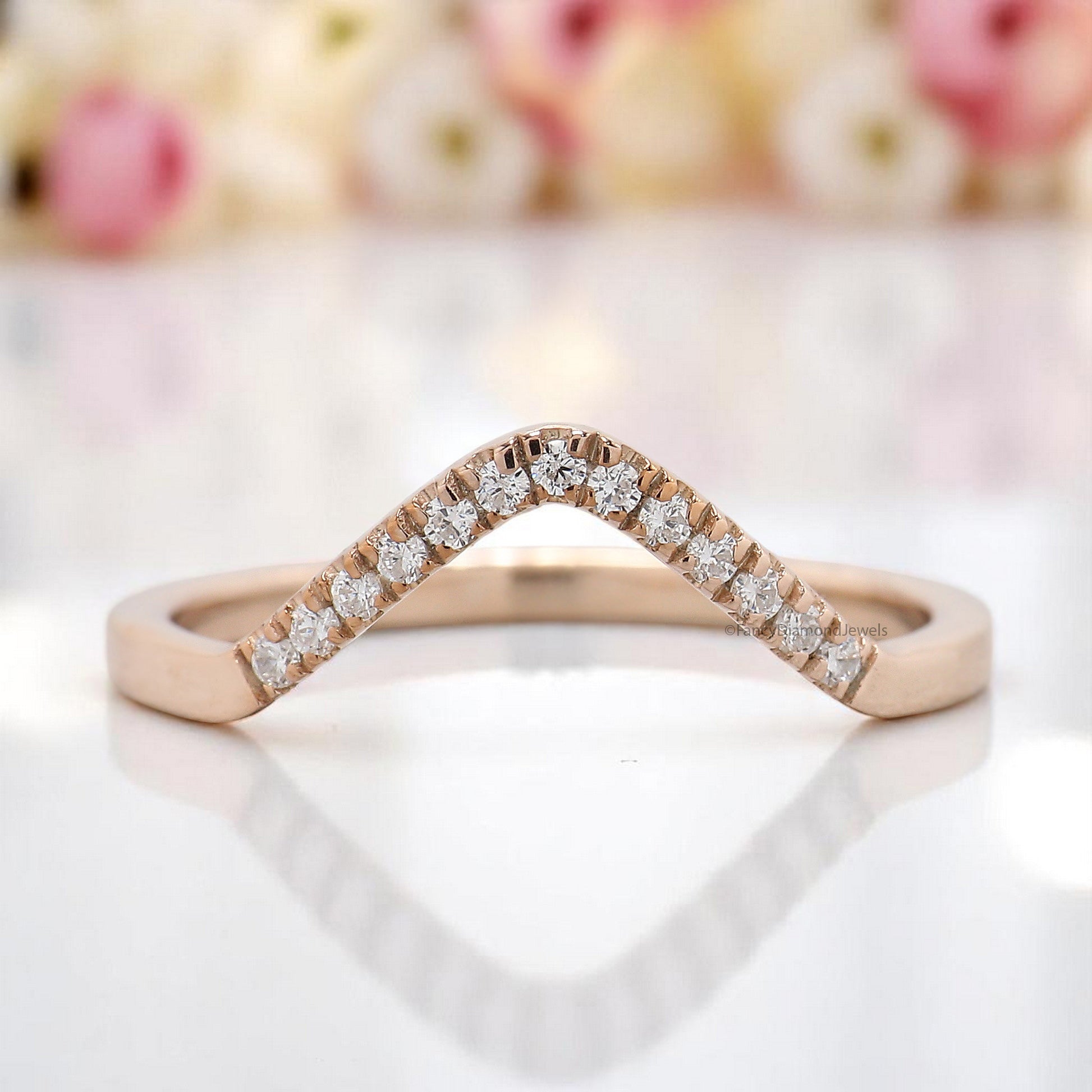 Round Diamond Wedding Band Half Eternity Minimalist Ring Micro Peak Stacking dainty matching Band anniversary ring Gift For Her KD830