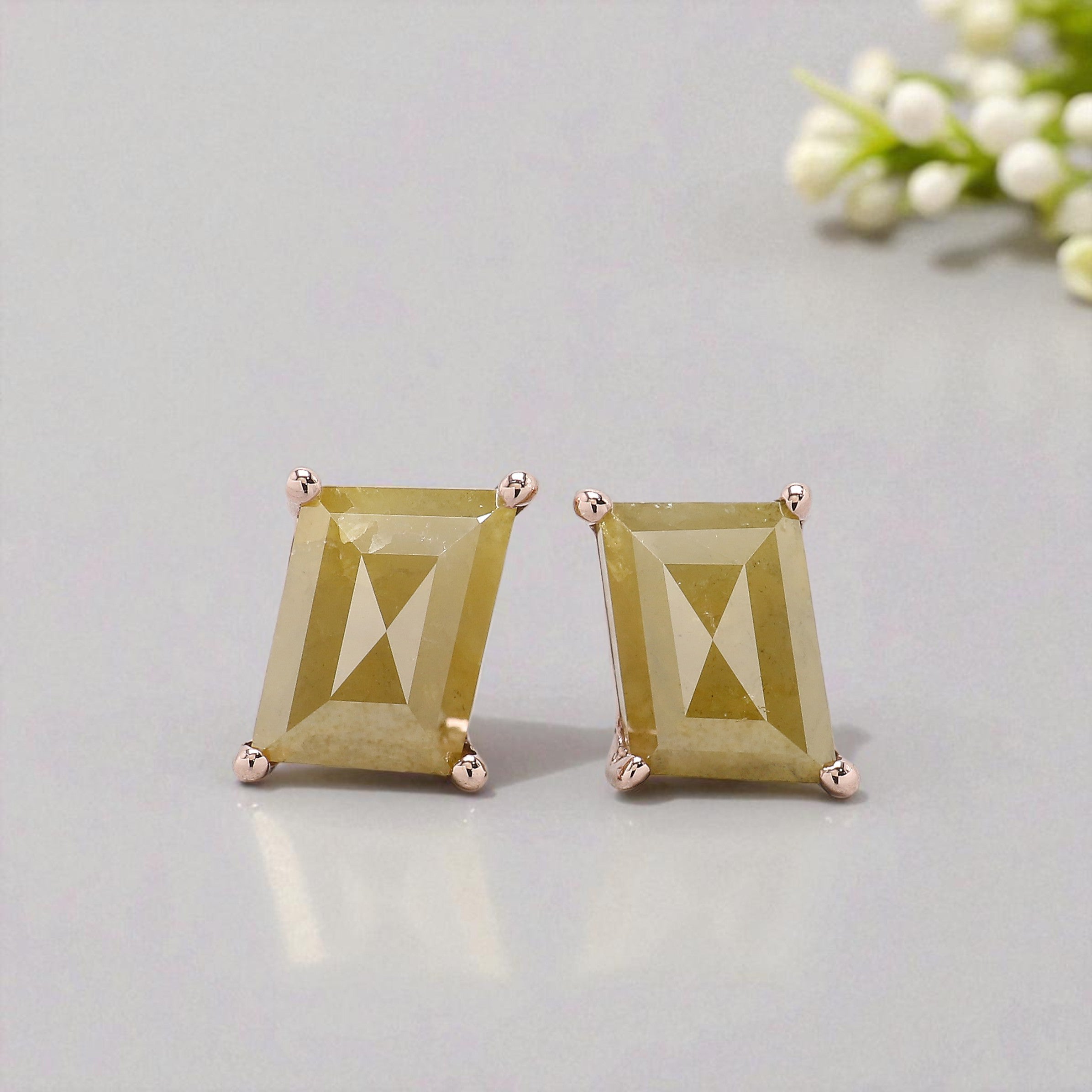 Antique Yellow Color Diamond Earring Engagement Wedding Gift Earring 14K Solid Rose White Yellow Gold Earring 2.62 CT KDL5011