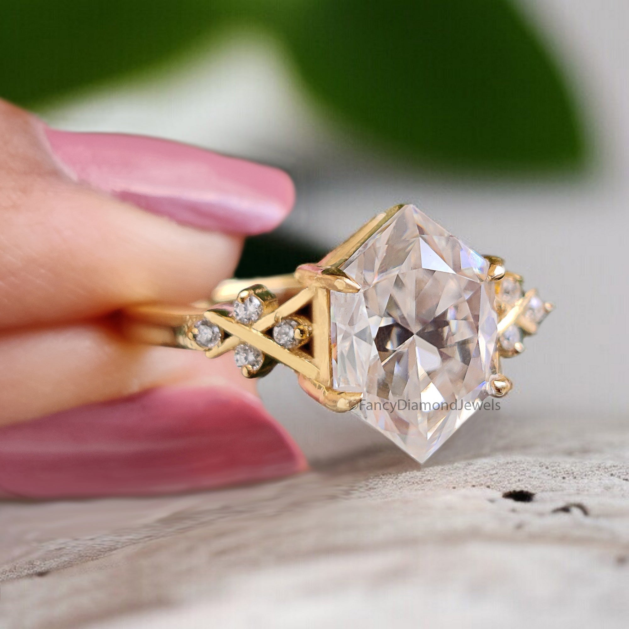 2.35 CT Hexagon Brilliant Cut Moissanite Engagement Ring Prong Setting Ring Wedding Ring Bridal Promise Ring For Women Gift For Her FD336