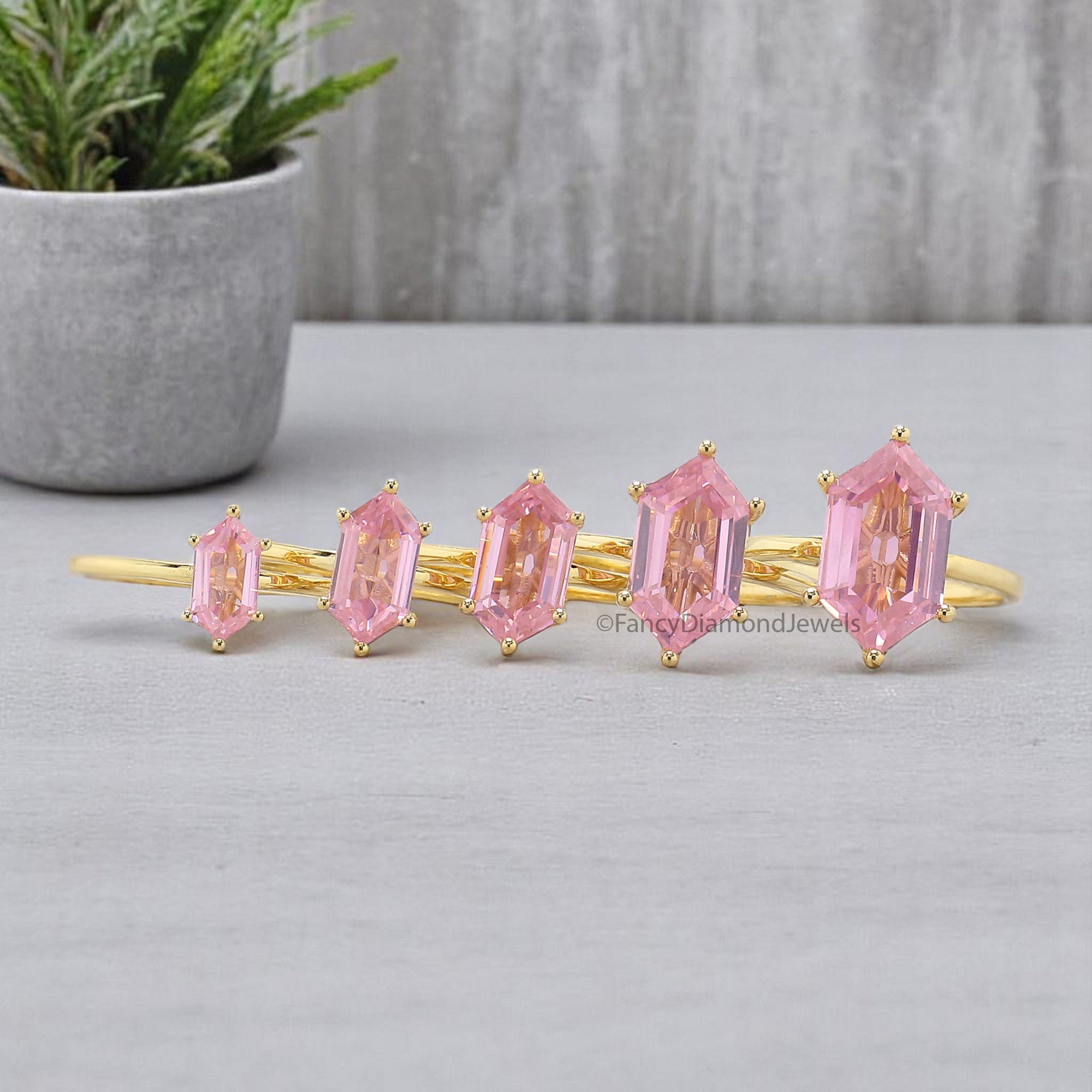 Hexagon Pink Tourmaline engagement ring 8mm 10mm 11mm 13mm 14mm stone ring Simulant Hexagon Solitaire ring Silver ring Gift for her FD355