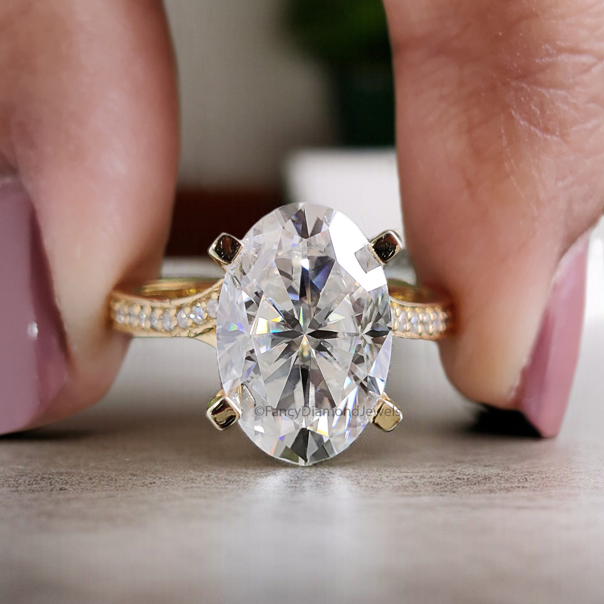 4.15 CT Oval Moissanite Engagement Ring Colorless Oval Moissanite Wedding Ring Oval With Twisted Pave Band Gift Ring for Promise Ring FD335