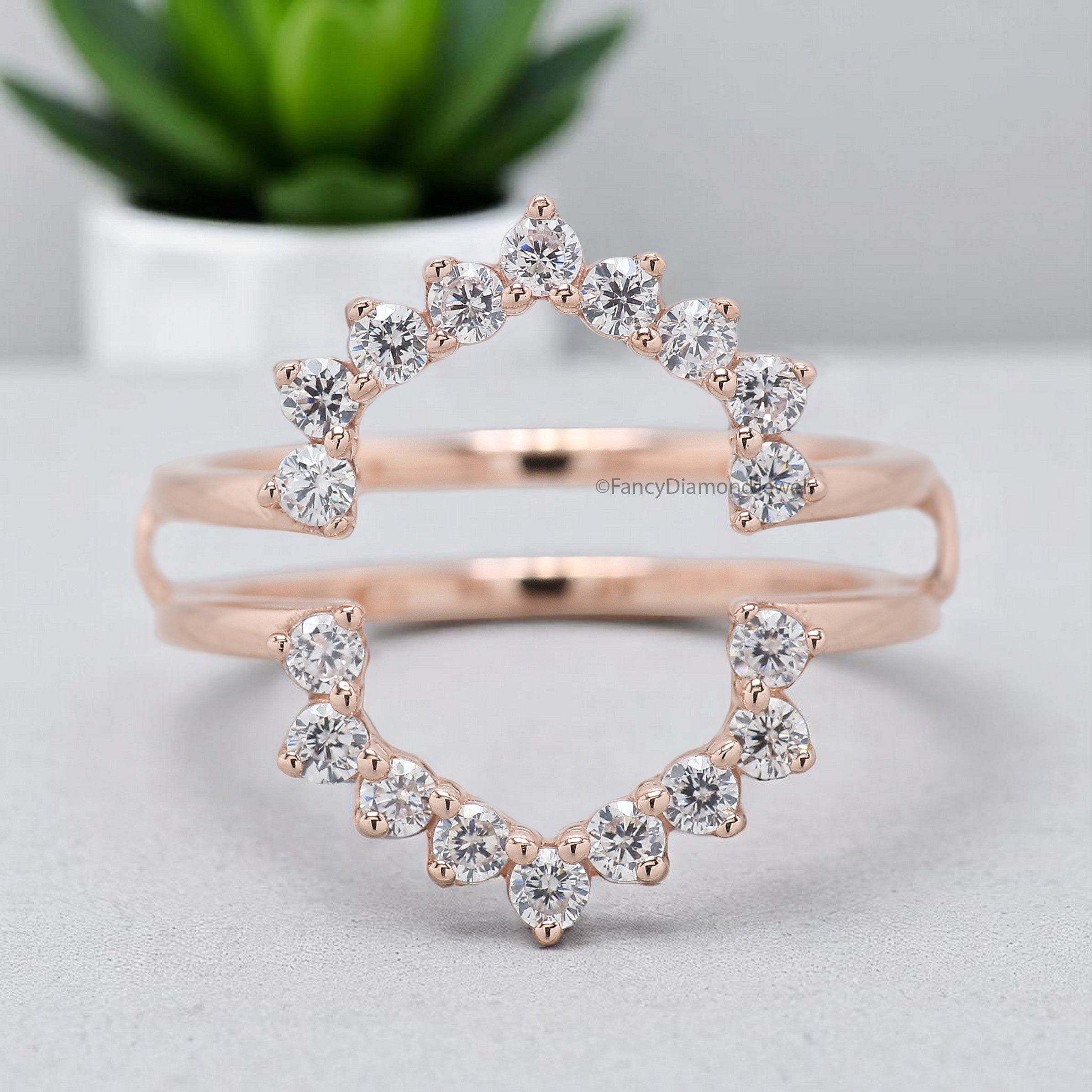 Double Curved Wedding Band 0.58 CT White Moissanite Diamond Band Silver/10K/14K/18K Gold Band Minimalist stacking dainty matching Band FD381