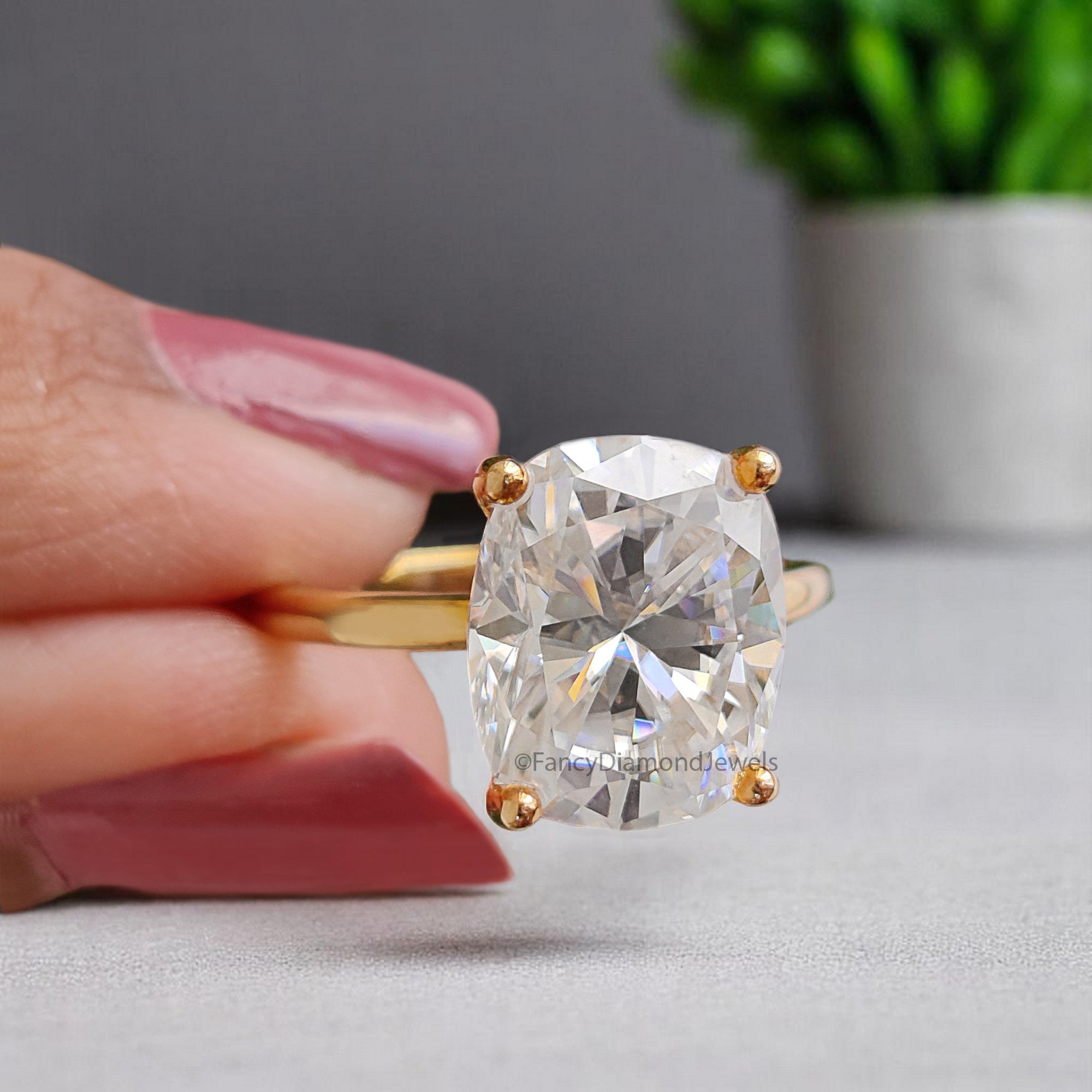 4.00 CT Cushion Shape Colorless Moissanite Ring Cushion Cut Unique Solitaire Ring Wedding Ring Promise Ring Gift For Her Bridal Ring FD362