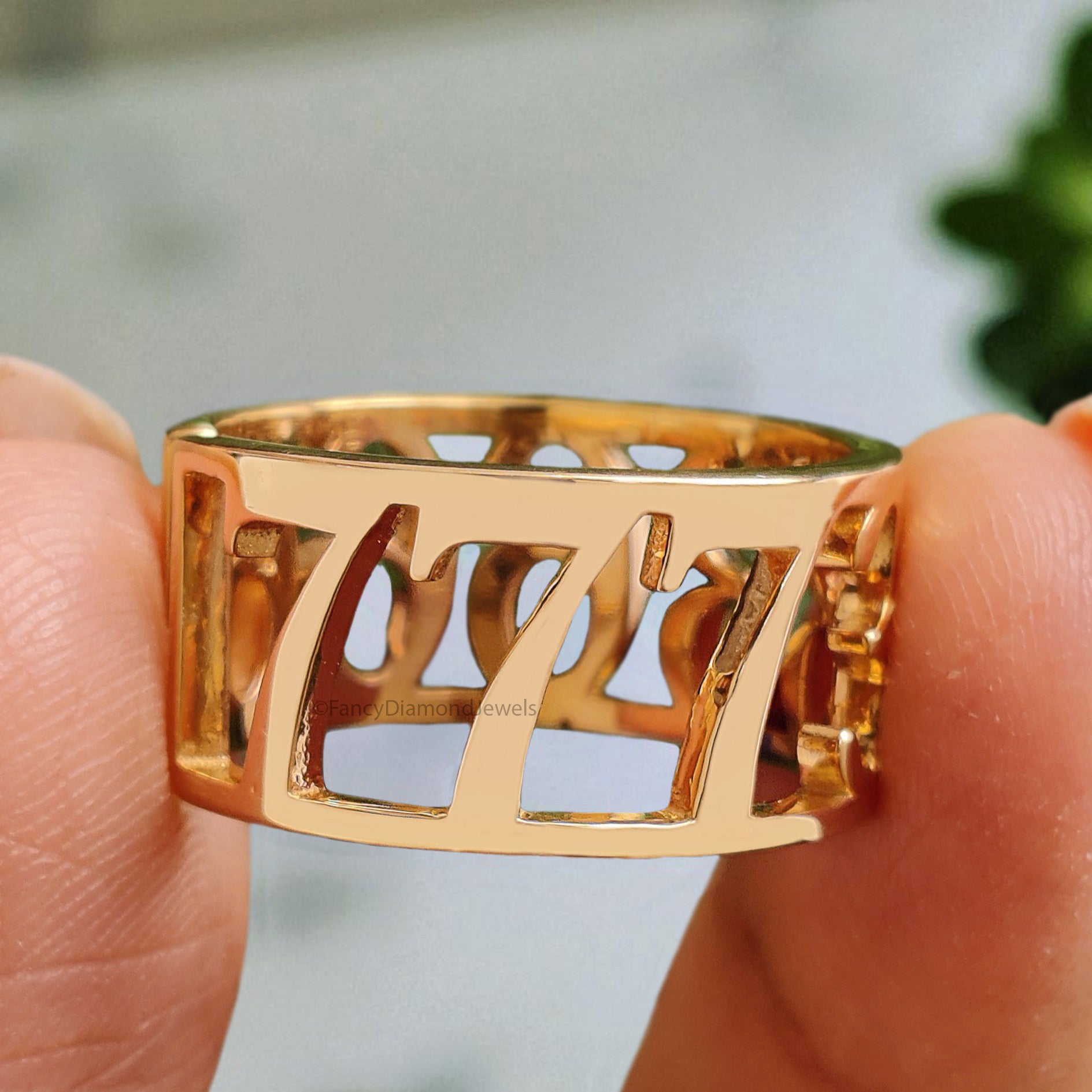 Anniversary Date Ring 333 777 666 Gold Ring Lucky Number Jewelry Ring Birthday Gift for Her Signet Number Ring Personalized Ring FD412
