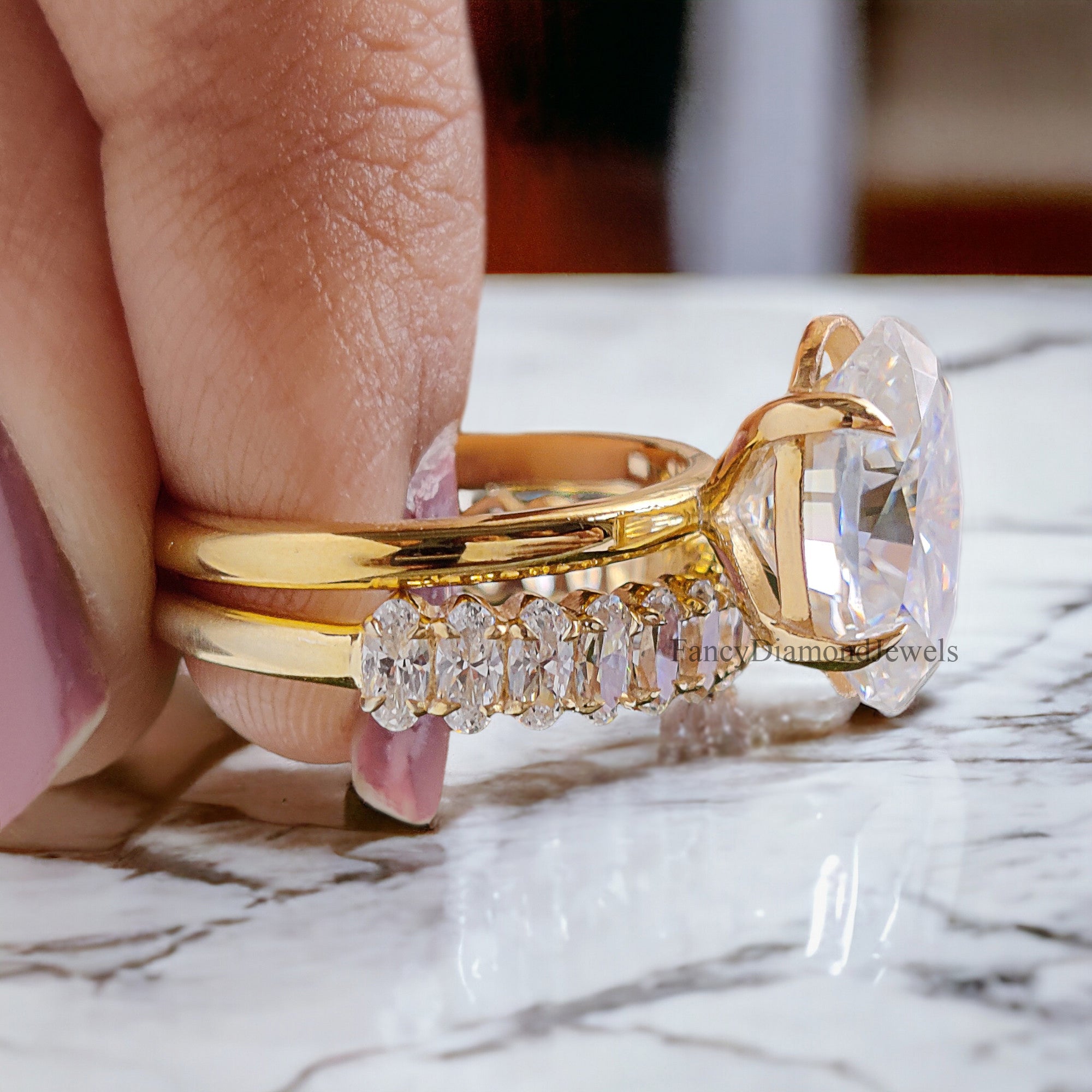 Oval Cut Moissanite Engagement Ring Set 4.15 CT Oval Cut Moissanite Ring Wedding Ring Set For Women Anniversary Ring Gift For Her FD277