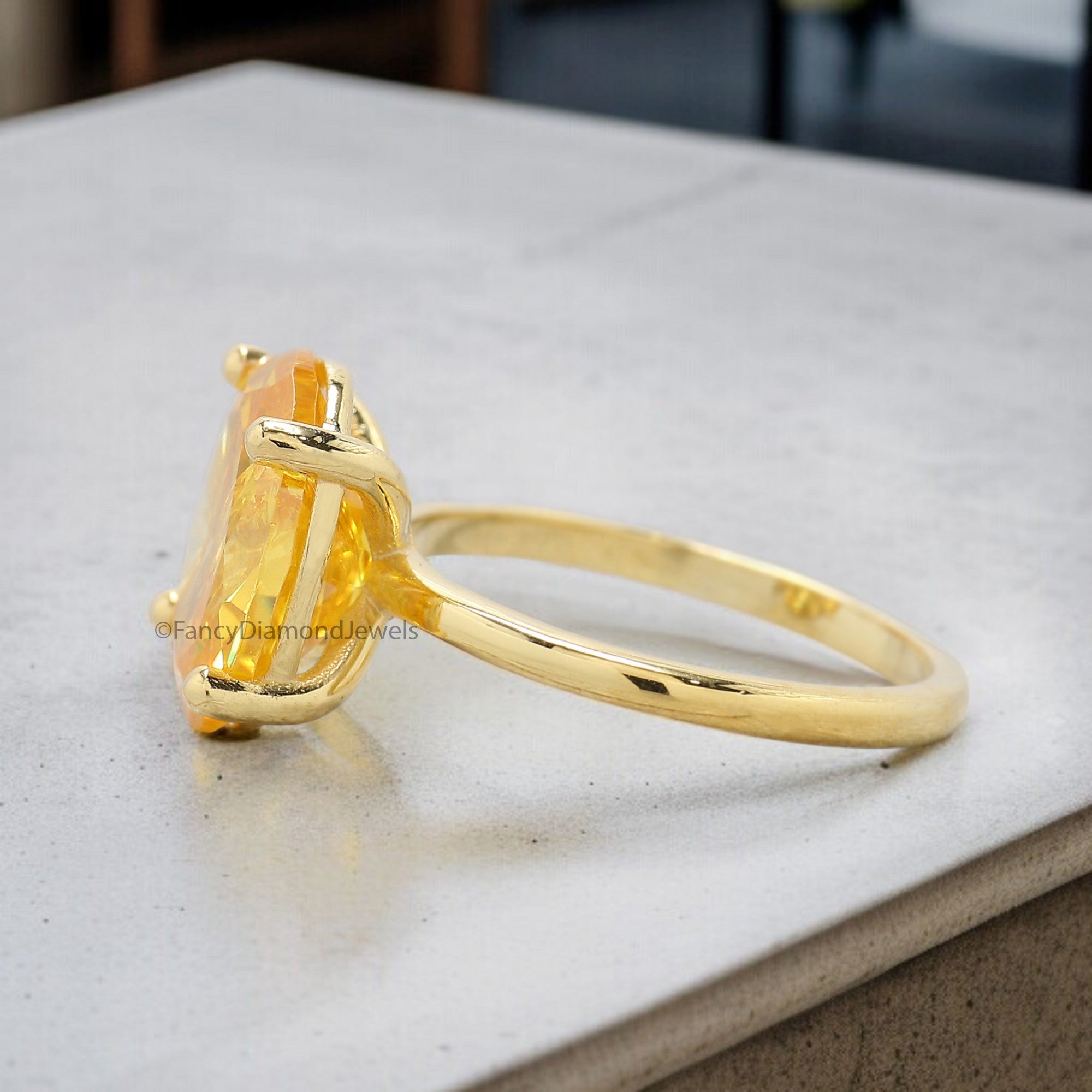 Oval Yellow Sapphire stone engagement ring 12mm 10mm 9mm 8mm 7mm ring silver simulant Ring Solitaire ring Diamond ring Gift for her FD340