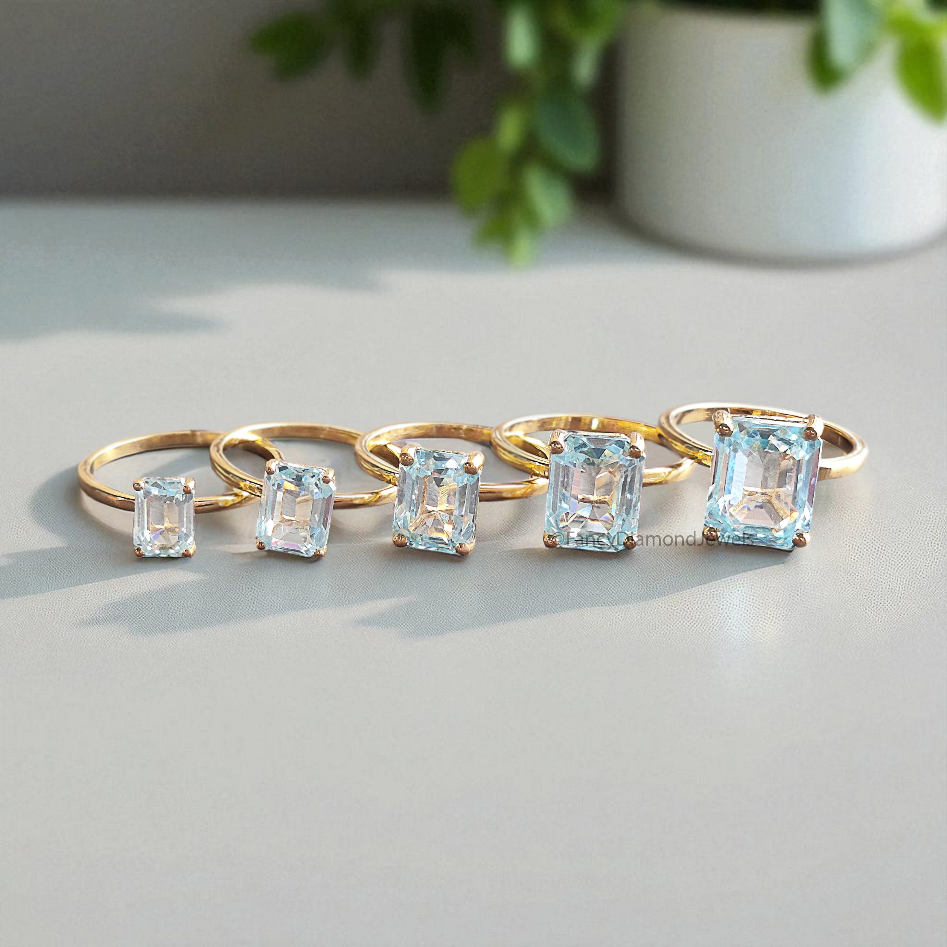 Emerald Blue Aquamarine stone engagement ring 11mm 10mm 9mm 8mm 7mm ring silver simulant Ring Solitaire ring Diamond ring Gift for her FD383
