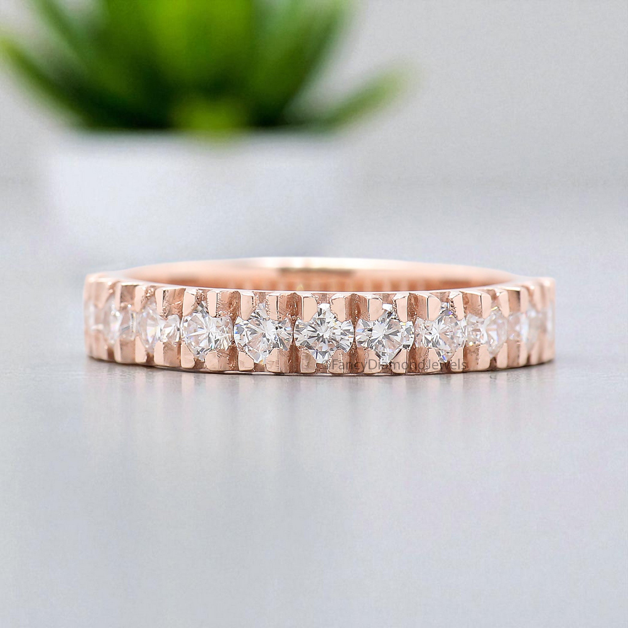 0.76 CT Natural White Diamond Wedding Band Silver/10K/14K/18K Gold Engagement Band Half Eternity Band Anniversary Ring Gift For Her FD386