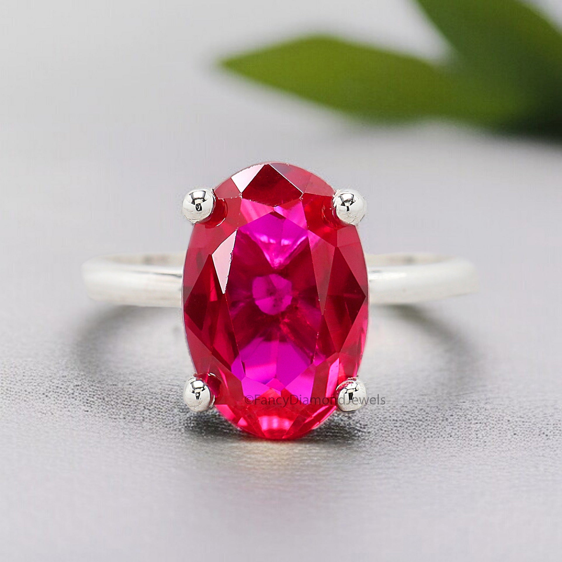 Oval Red Ruby engagement ring 12mm 10mm 9mm 8mm 7mm stone ring Simulant Solitaire ring Oval Red Diamond ring Silver ring Gift for her FD331