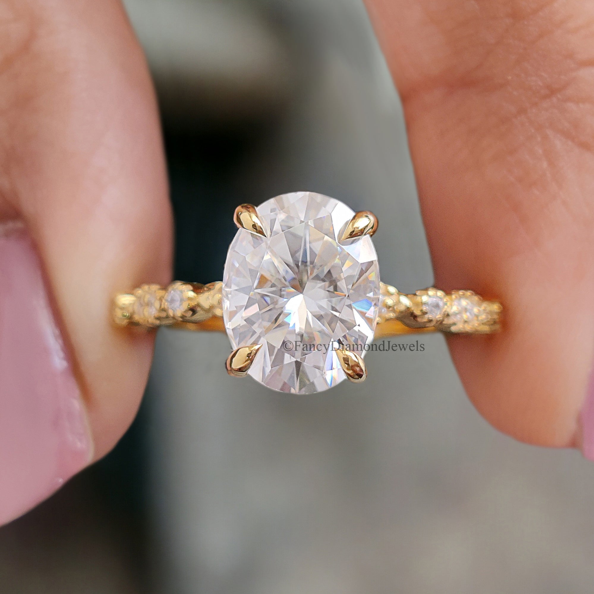 Oval Cut Moissanite Engagement Ring 1.85 CT Colorless Oval Moissanite Bridal Wedding Ring 14K Solid Gold Proposal Ring Gift For Her FD272