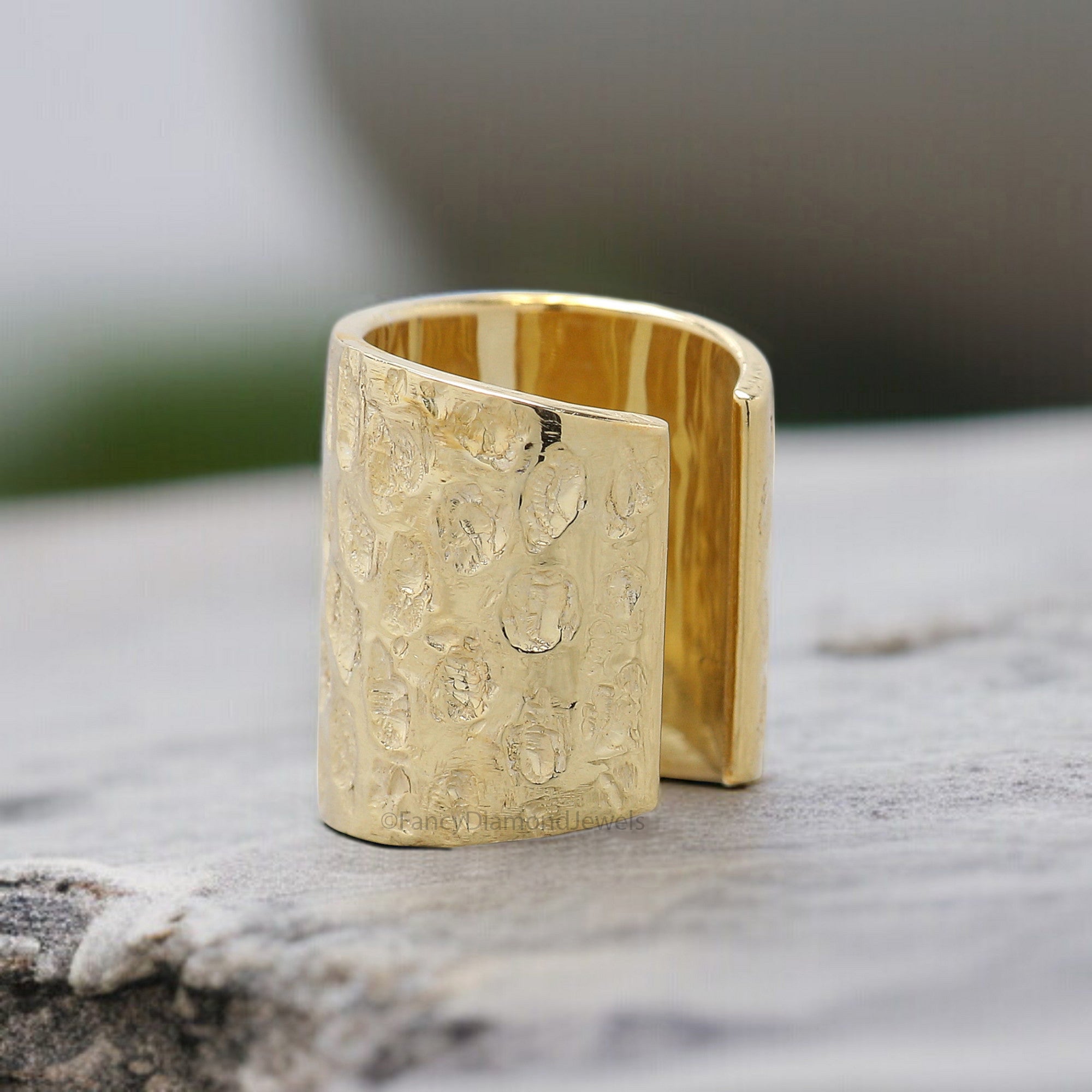 12mm Hammered Sterling Silver Ear Cuff Hammered Sterling Silver Ear Cuff Wide Ear Cuff Yellow Gold Ear Wrap Cuff FD348