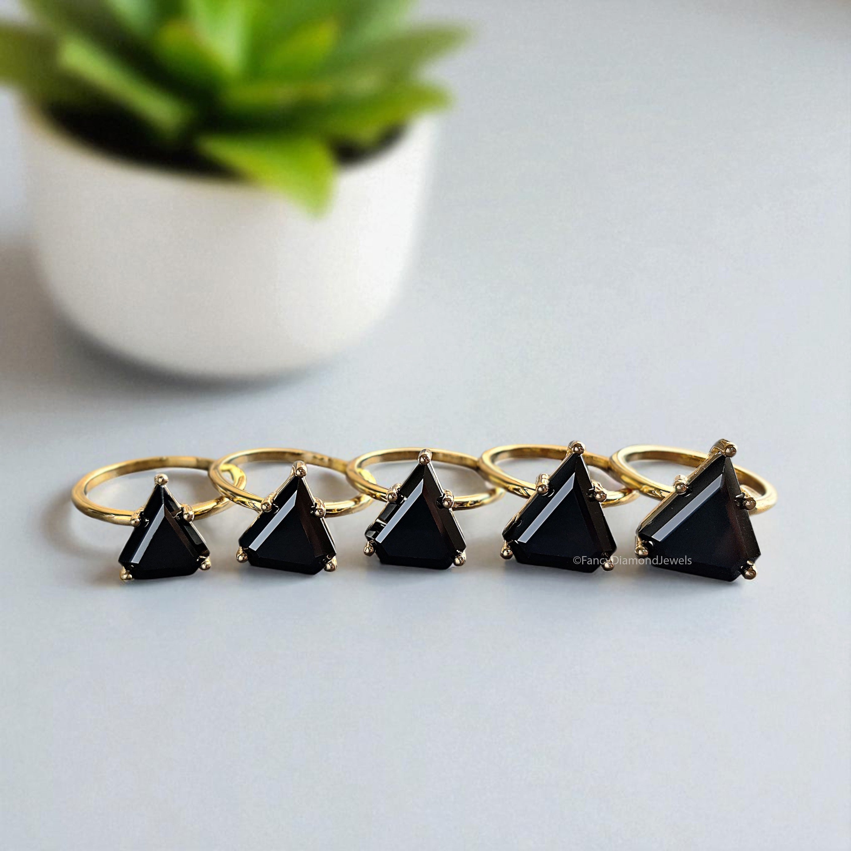 Shield Black Onyx engagement ring 14mm 13mm 12mm 11mm 10mm stone ring Simulant Solitaire ring Diamond ring Silver ring Gift for her FD418