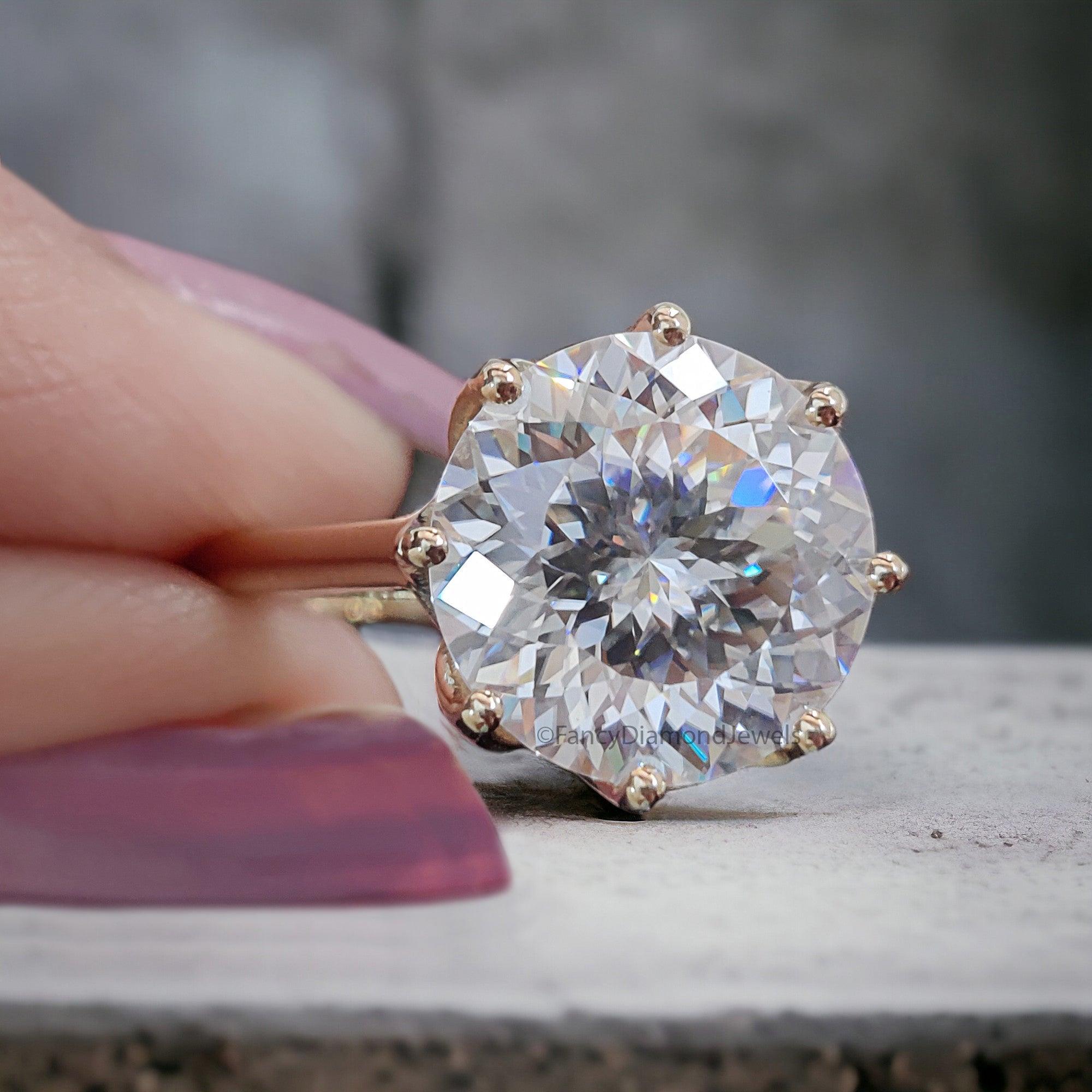 3.60 CT Portuguese Cut Colorless Moissanite Engagement Ring Solitaire Wedding Ring Cathedral Ring Luxury Wedding Anniversary Gifts FD302