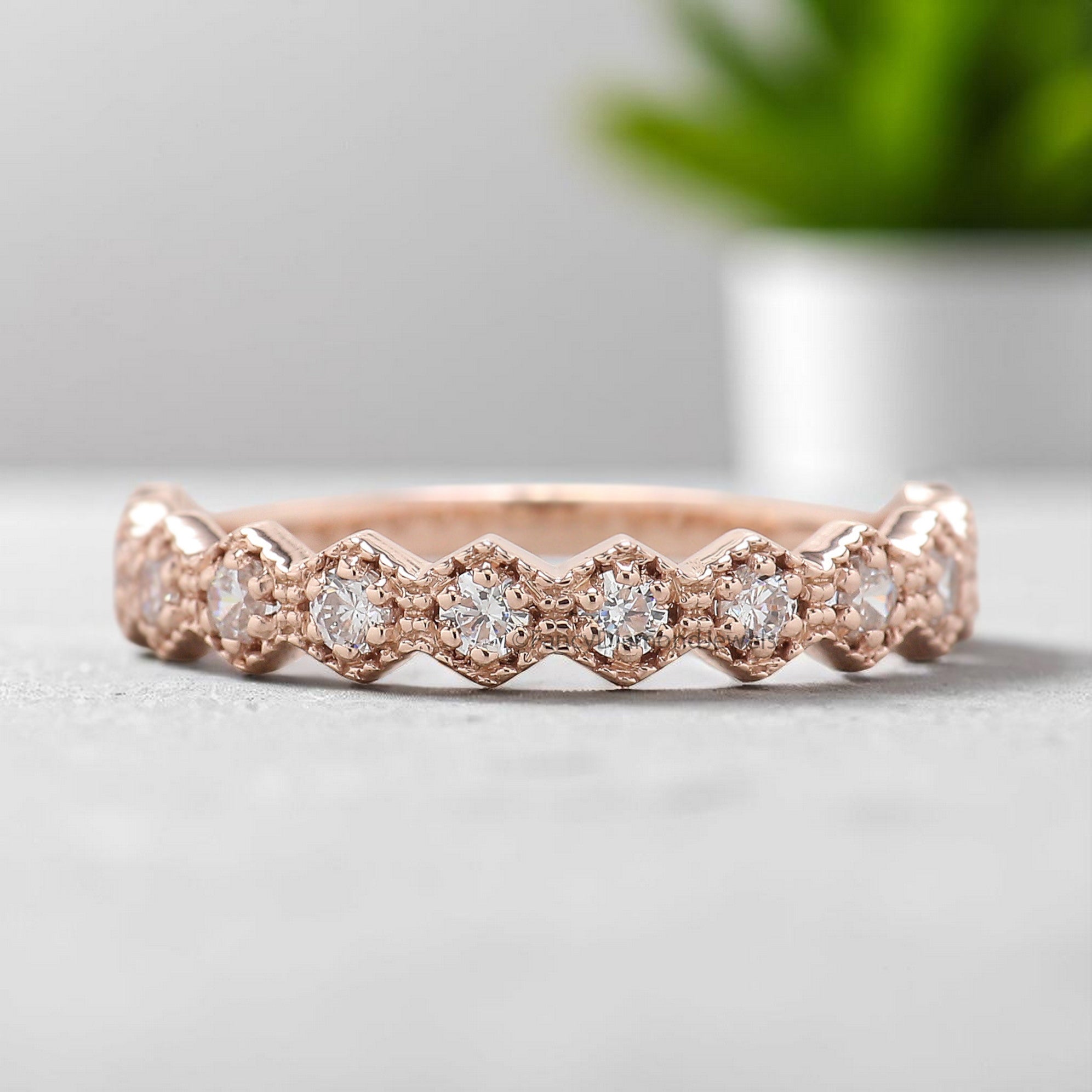 Classic Crown Ring 2.00 MM Diamond Wedding Band Half Eternity Minimalist Ring stacking dainty matching anniversary ring Gift For Her KD891