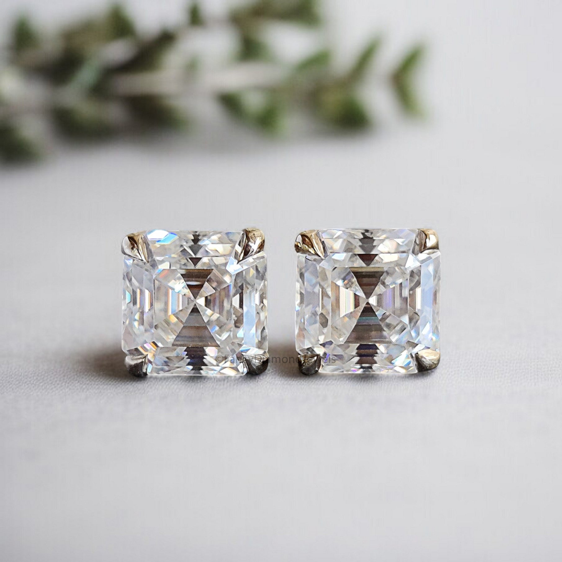 Asscher Cut Lab Grown Diamond Earrings Asscher Diamond Stud Earrings Screw Back Earrings Asscher Diamond Wedding Earrings Gift for Her FD479