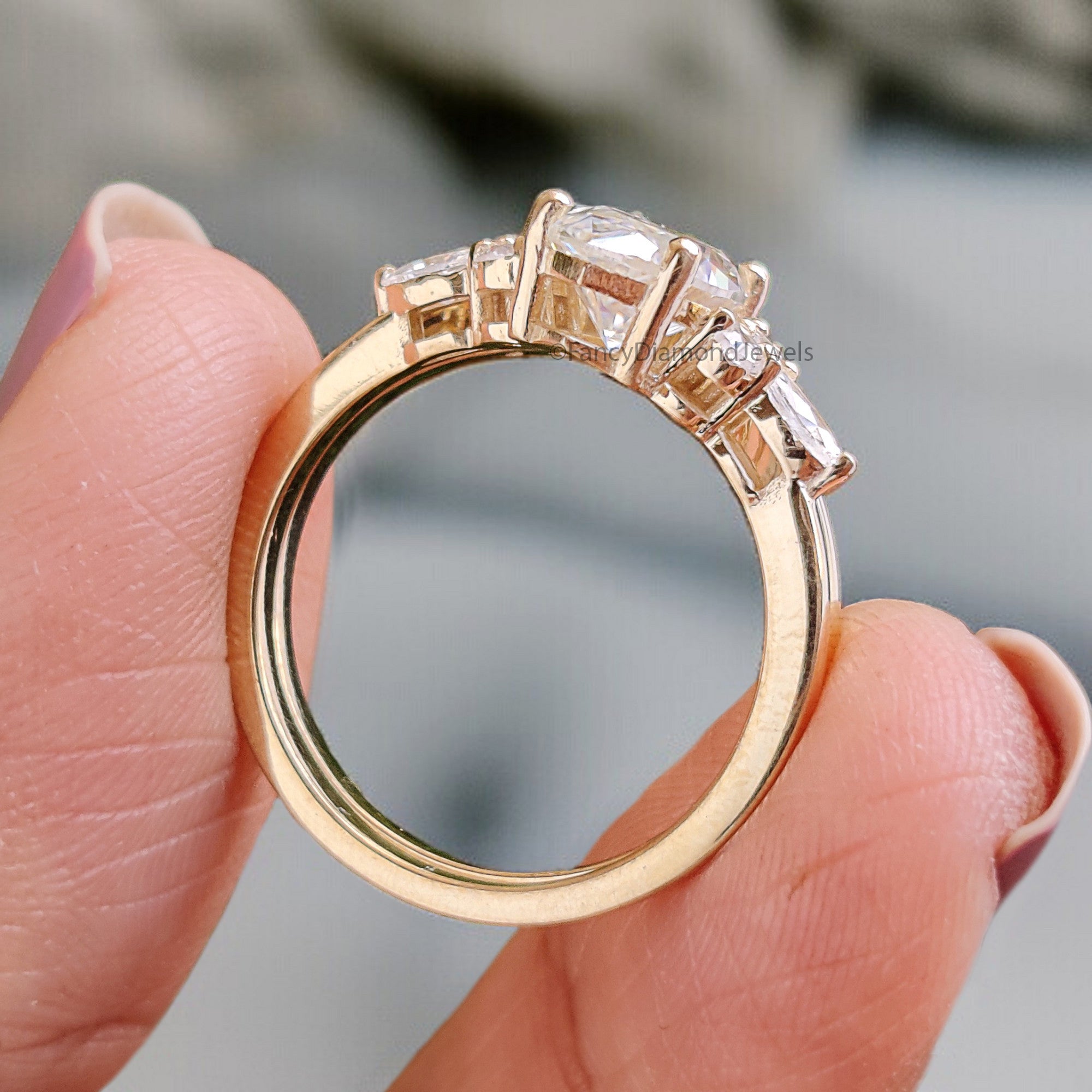 1.60 CT Marquise Cut Moissanite Engagement Ring set Vintage Bridal Set Yellow Gold Ring Women Curved Wedding Ring Promise Ring FD320