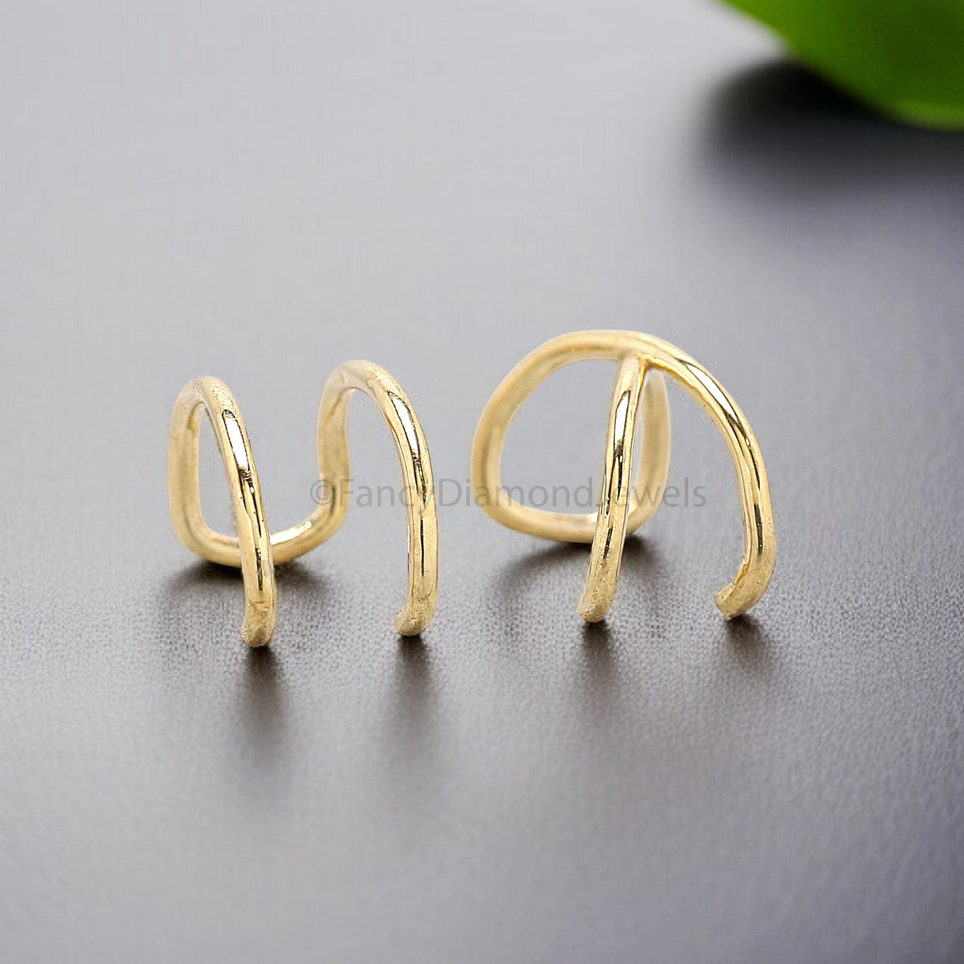 Set of 2 Ear Cuffs for Upper Ear No Piercing Needed Cuff Cartilage Earring Cuff Gold Ear Wrap Cuff FD322
