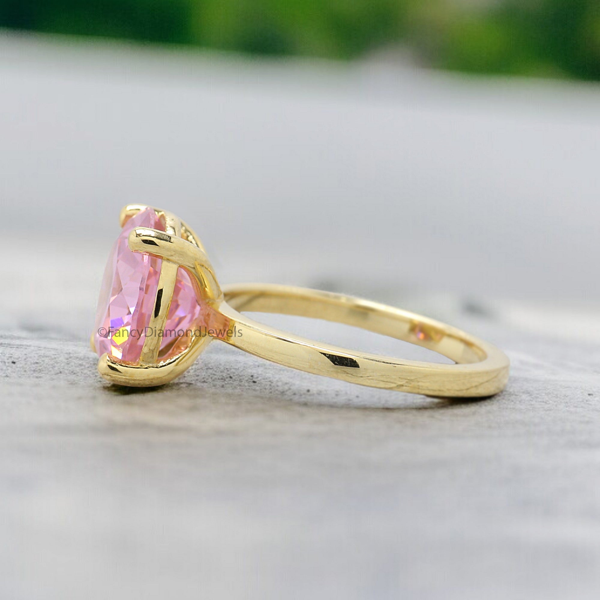 Round Pink Tourmaline engagement ring 11mm 9mm 8mm 6mm 4mm stone ring Simulant Solitaire ring Diamond ring Silver ring Gift for her FD338