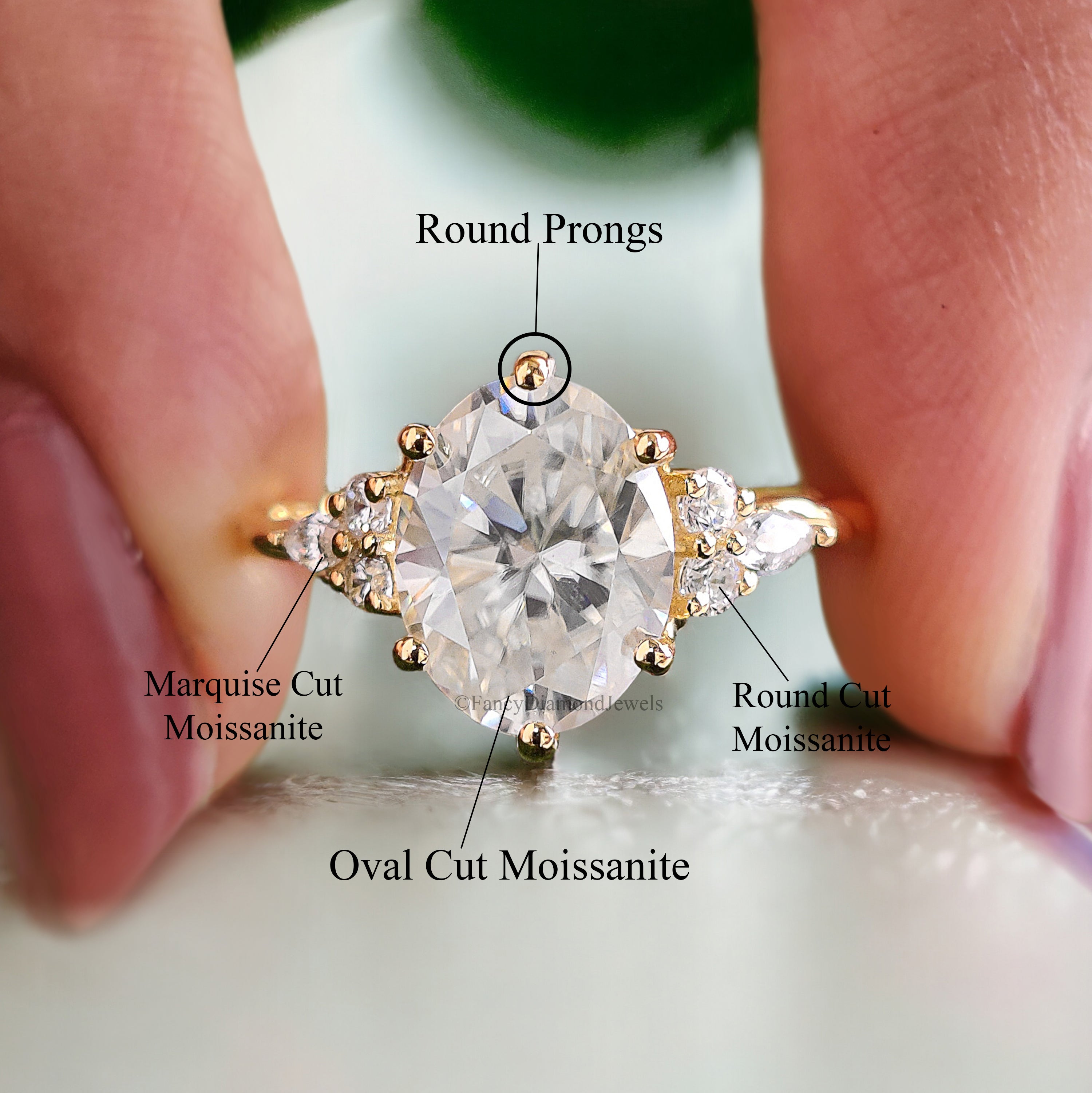 Oval Moissanite engagement ring 14K gold engagement ring Vintage Wedding ring Marquise diamond twisted ring Anniversary promise ring FD145