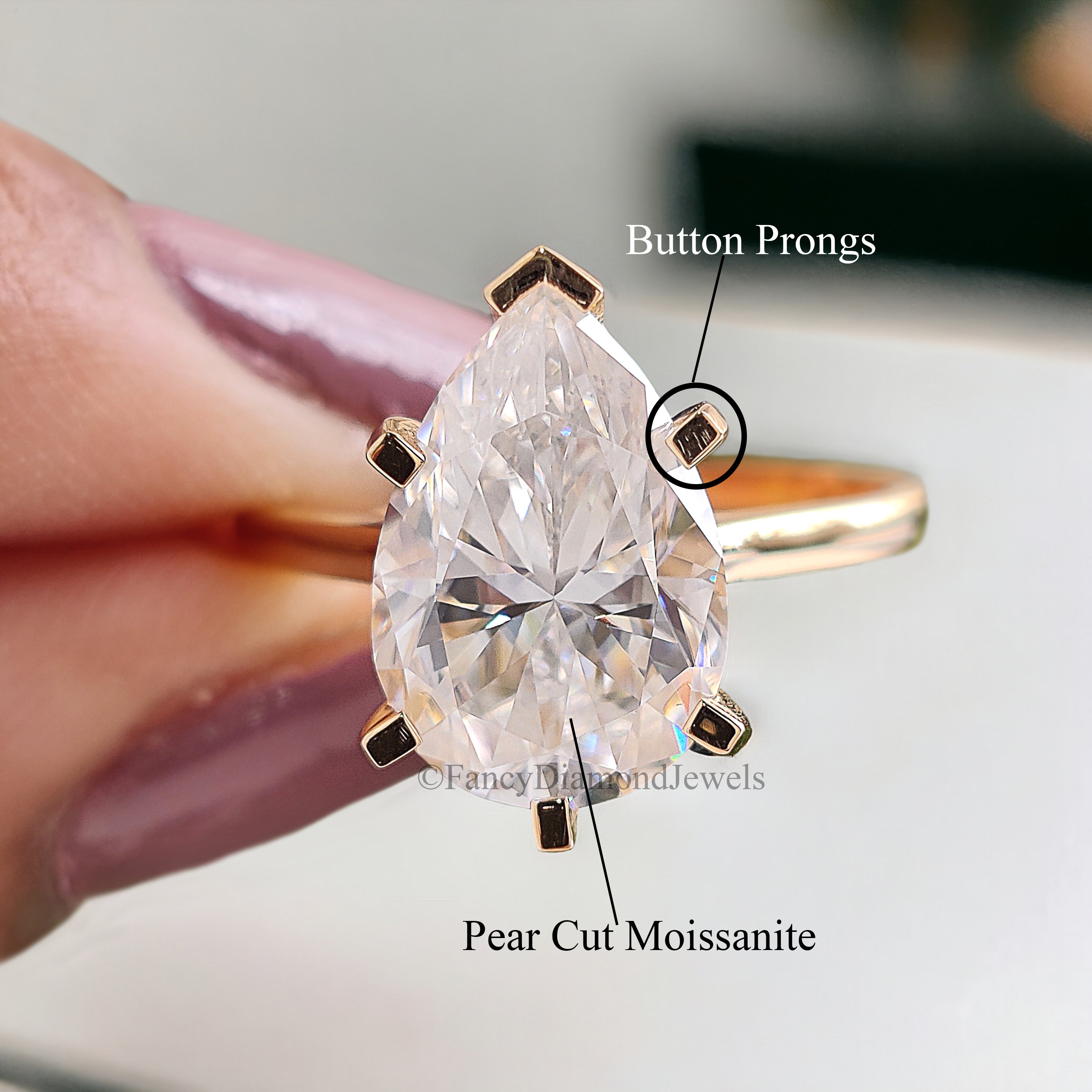 Pear Shaped Solitaire Engagement Ring 2.80 CT Pear Cut Colorless Moissanite Ring Anniversary Ring Bridal Wedding Ring Gift For Her FD210