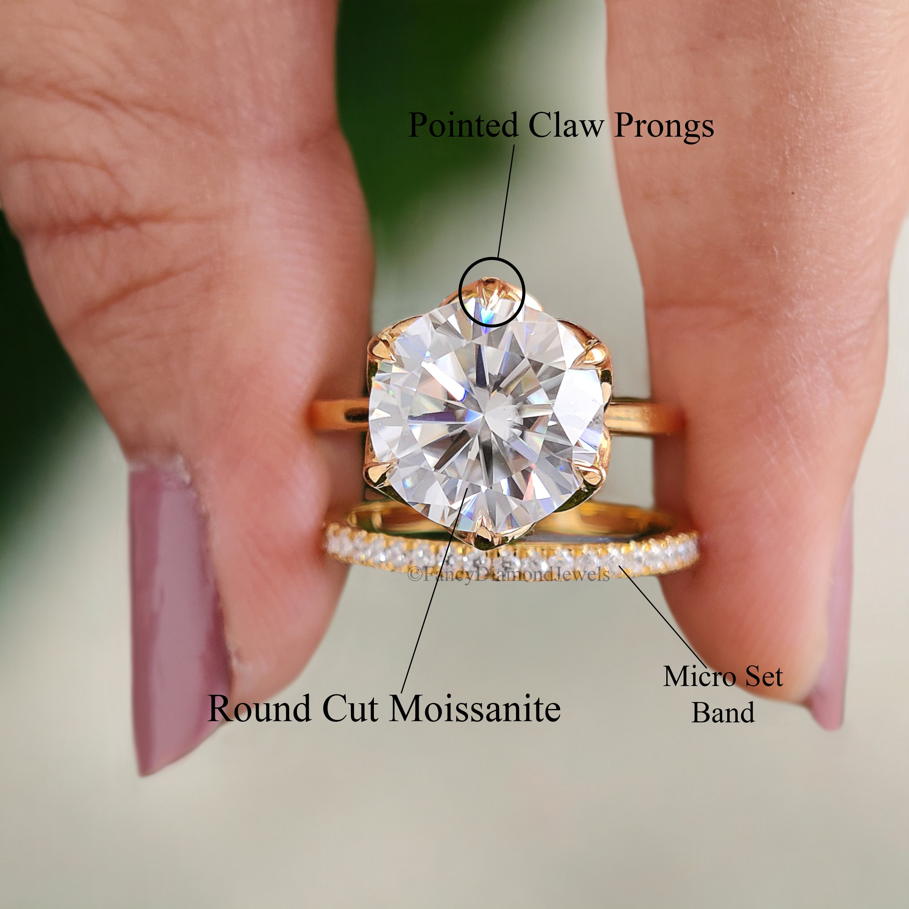 Engagement Ring set in 925 Sterling Silver for Bridal wedding Round Moissanite Ring Set For Women 14k yellow gold moissanite rings FD143
