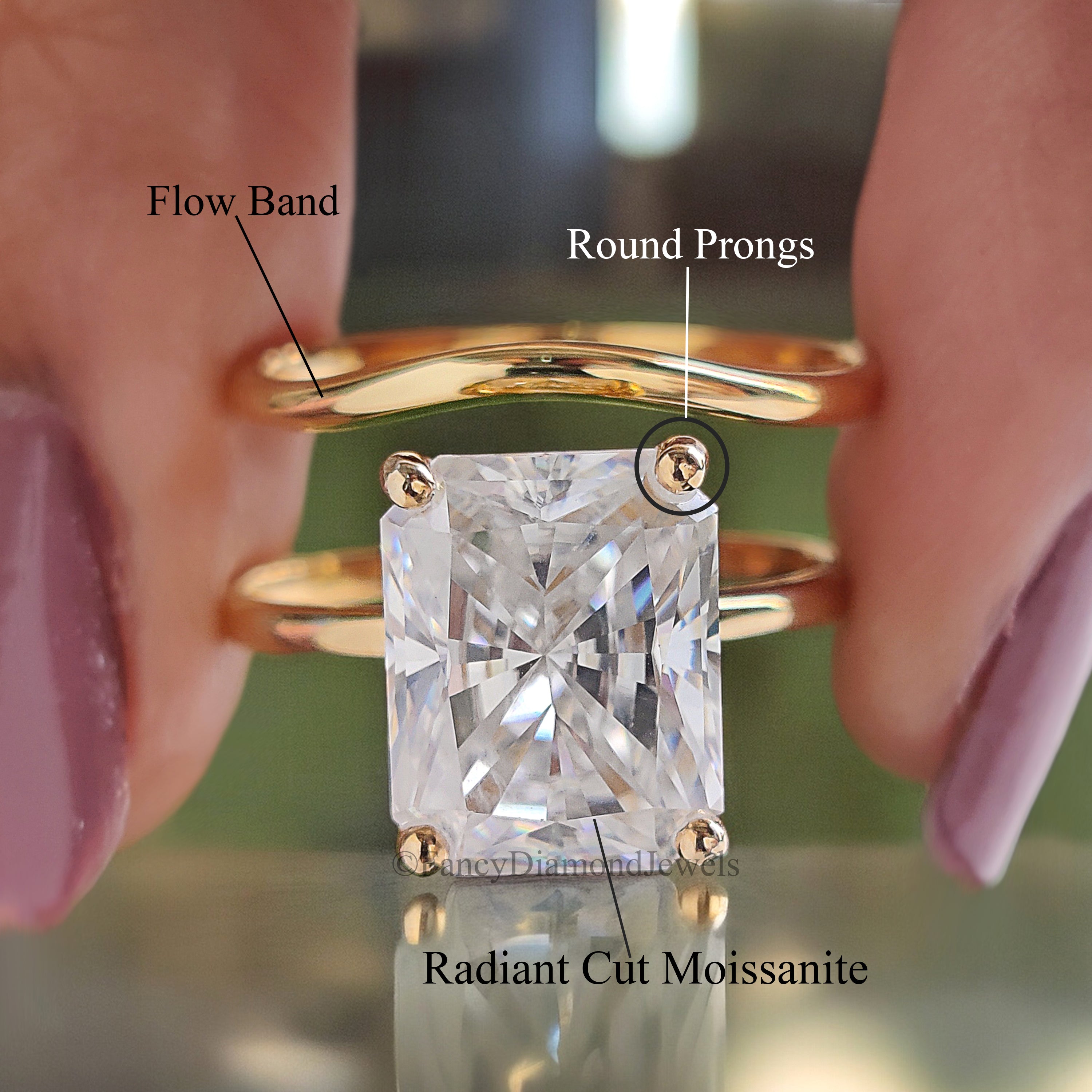 3.70 CT Radiant Cut Colorless Moissanite Ring with Classic Curved Wedding Band Moissanite Bridal Set Anniversary Gift Wedding Ring Set FD195