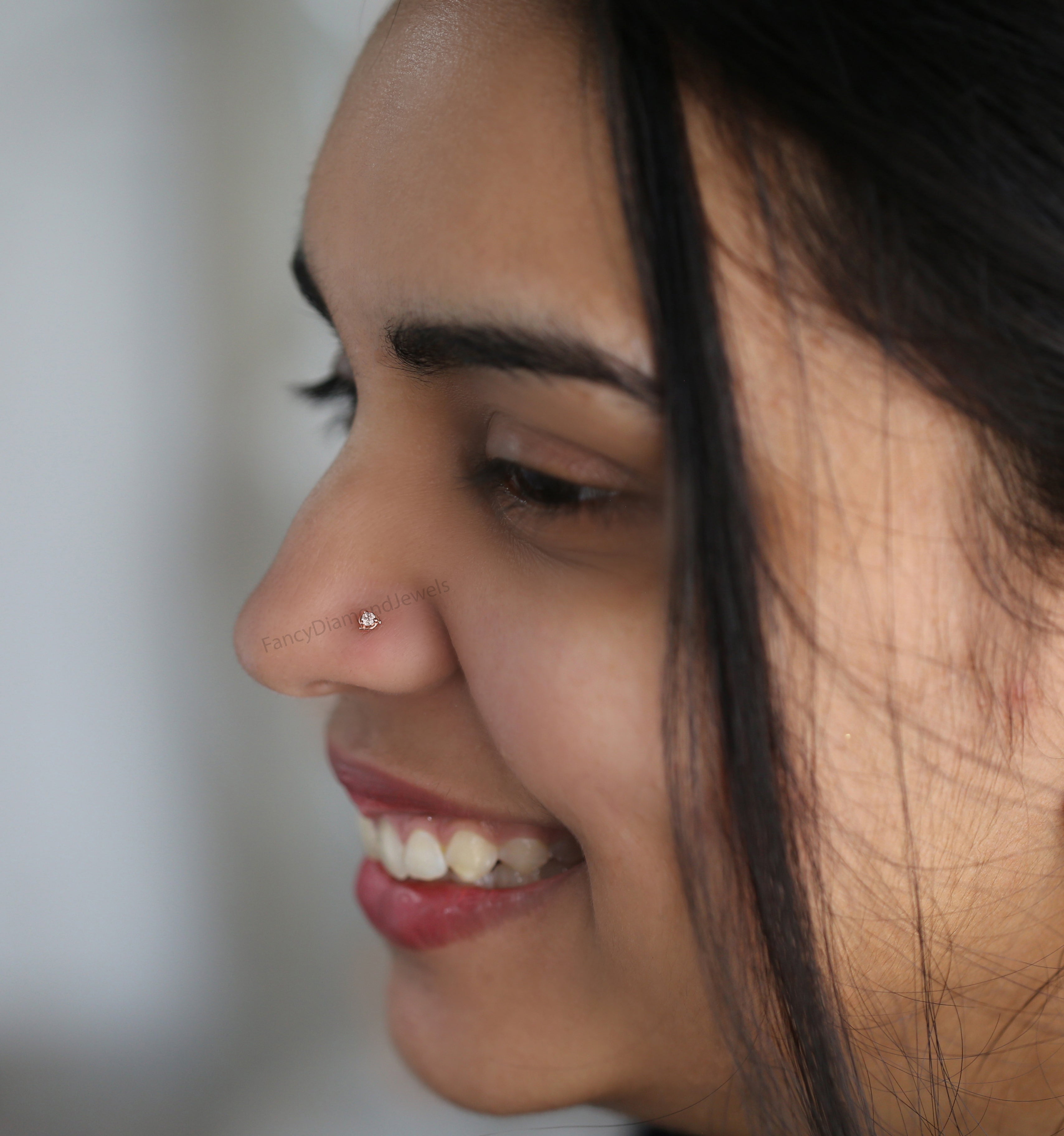 Natural White Round Diamond Nose Rings Engagement Wedding Gift Nose Ring 14K Solid Rose White Yellow Gold Nose Ring 0.03 CT KD1020