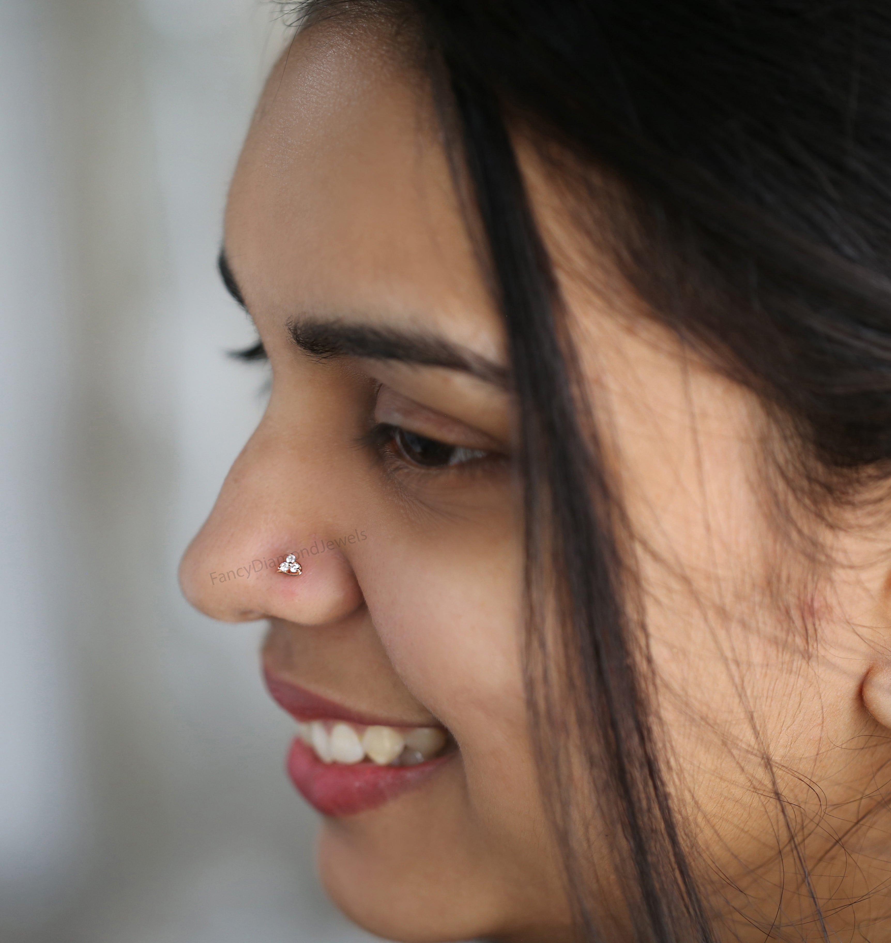 Natural White Round Diamond Nose Rings Engagement Wedding Gift Nose Ring 14K Solid Rose White Yellow Gold Nose Ring 0.05 CT KD961