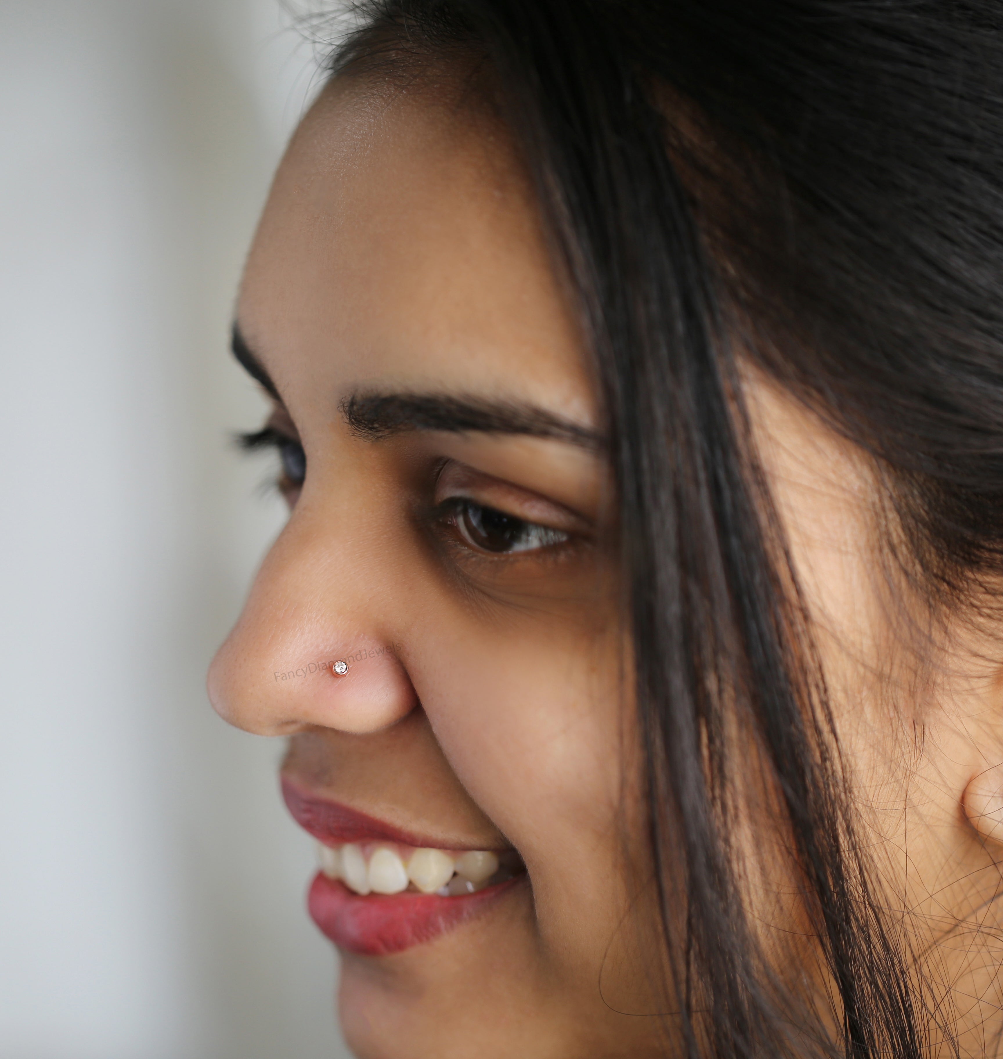 Natural White Round Diamond Nose Rings Engagement Wedding Gift Nose Ring 14K Solid Rose White Yellow Gold Nose Ring 0.03 CT KD1008