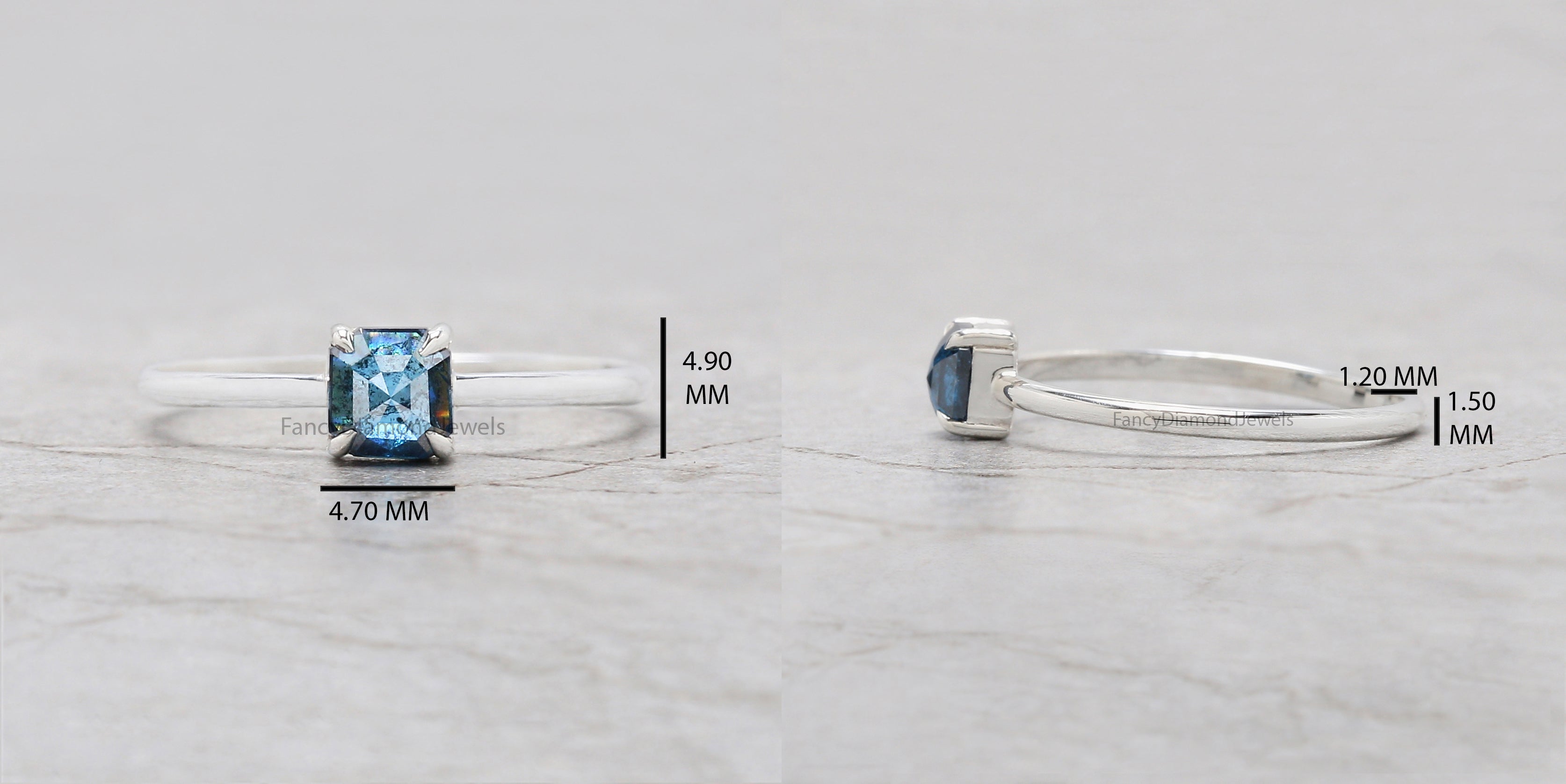 Emerald Diamond Ring, Emerald Engagement Ring, Blue Color Emerald Diamond Ring, Emerald Cut Diamond Ring, Emerald Blue Diamond Ring, KD1156