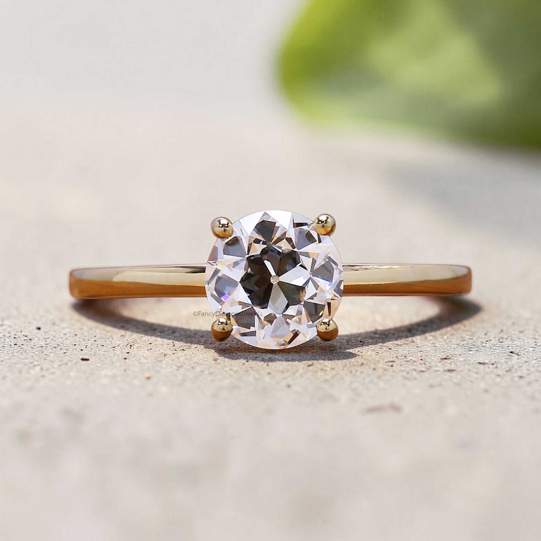 Old European Cut Diamond Engagement Ring, Vintage Style Lab Grown Round Diamond Solitaire Ring, Anniversary Gift Ring, Gift for Her FD561