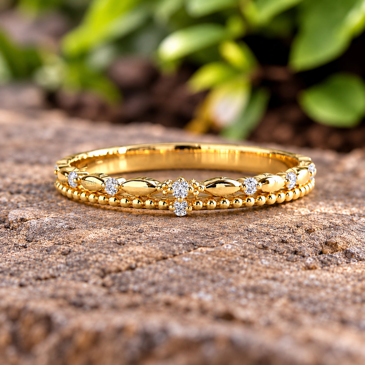 Natural White Double Diamond Wedding Band Silver Engagement Band Milgrain Ring Minimalist Stacking Diamond Promise Band Gift For Her FD518