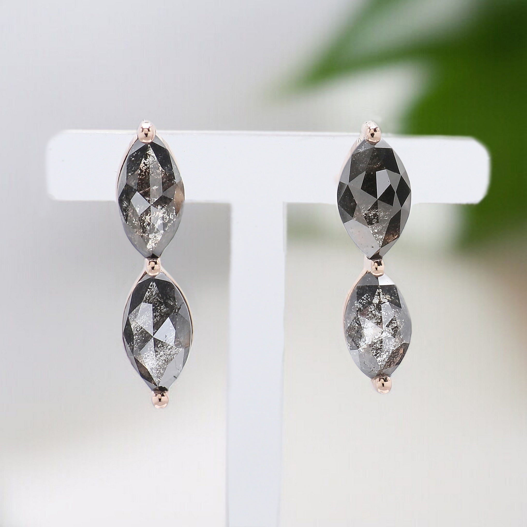 Marquise Shape Salt And Pepper Diamond Earring Marquise Earring Prong Set Earring Engagement Earring Earlobe Earrings Gift For Her KDL1316