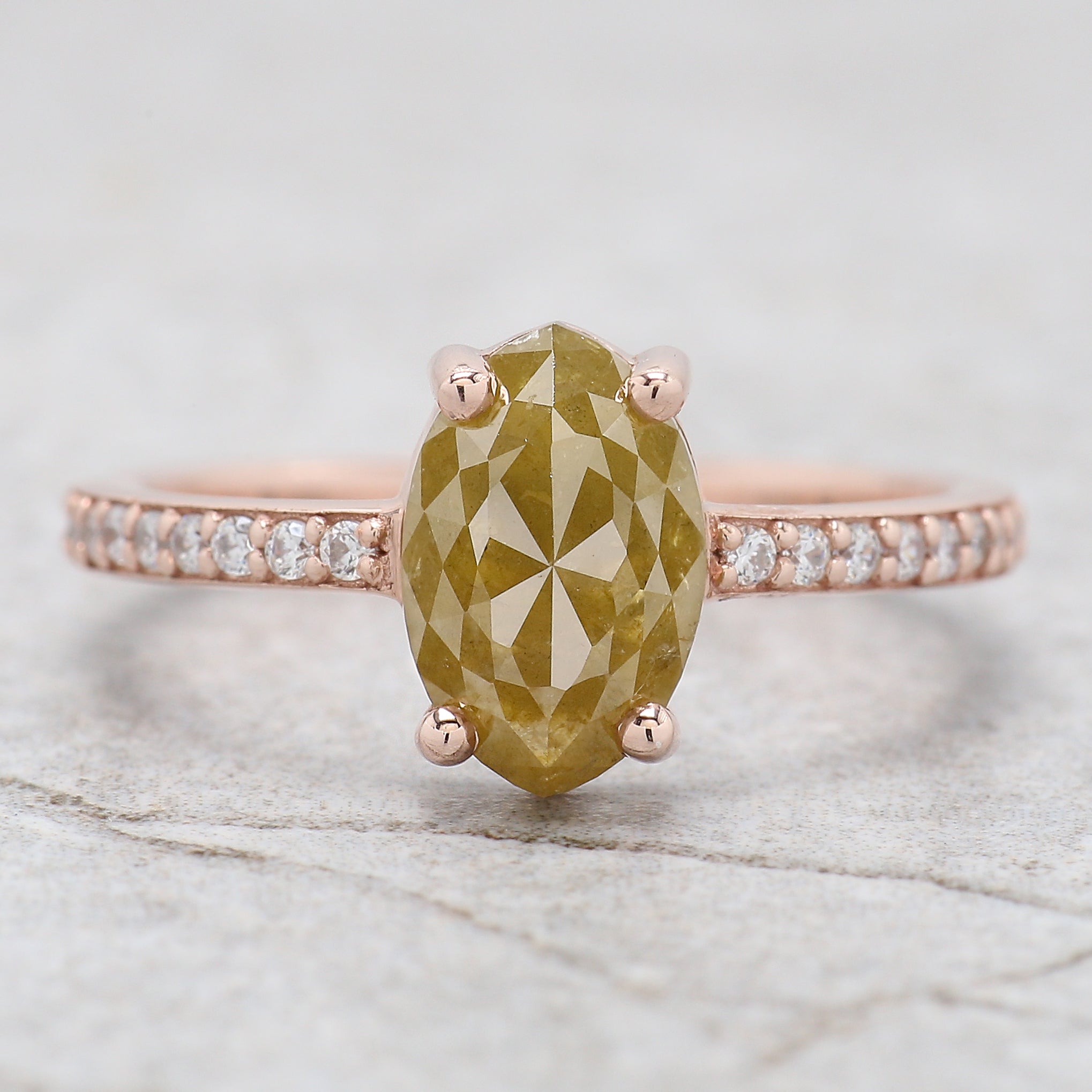 Marquise Shape Yellow Color Diamond Ring 2.04 Ct 9.62 MM Marquise Cut Diamond Ring 14K Rose Gold Silver Engagement Ring Gift For Her QL2127