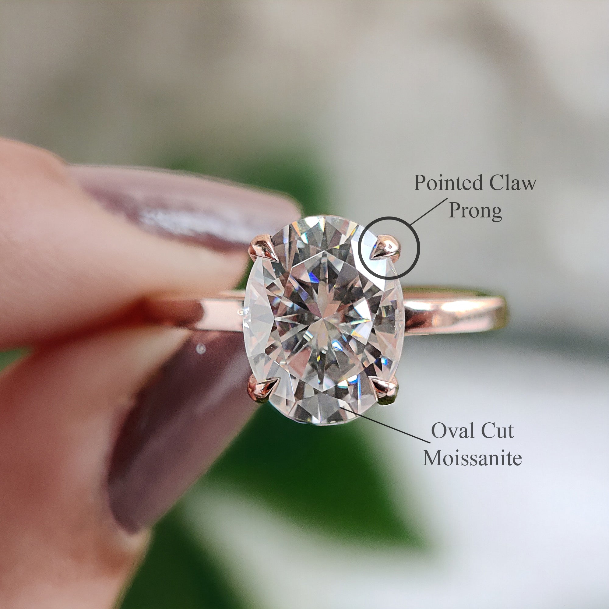 Beautiful Oval Shape Moissanite Ring Rose Gold 10k/14k/18k 2.00 CT Oval Cut Ring Oval Wedding Engagement Ring Oval Colorless Ring FD16