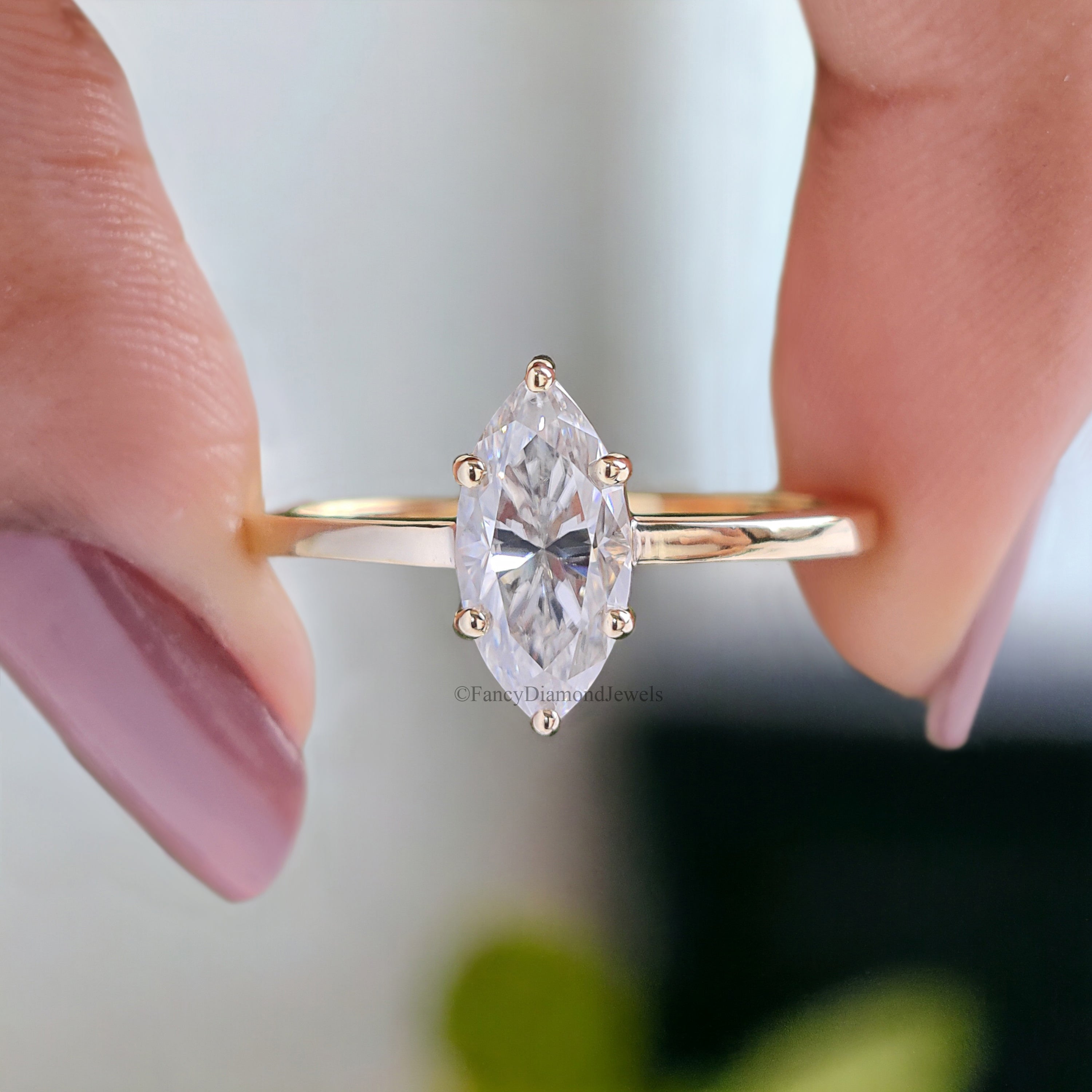 1.00 CT Marquise Cut Colorless Moissanite Ring Solitaire Prong Set Engagement Ring Wedding Ring Promise Ring for Women Gift for Her FD153