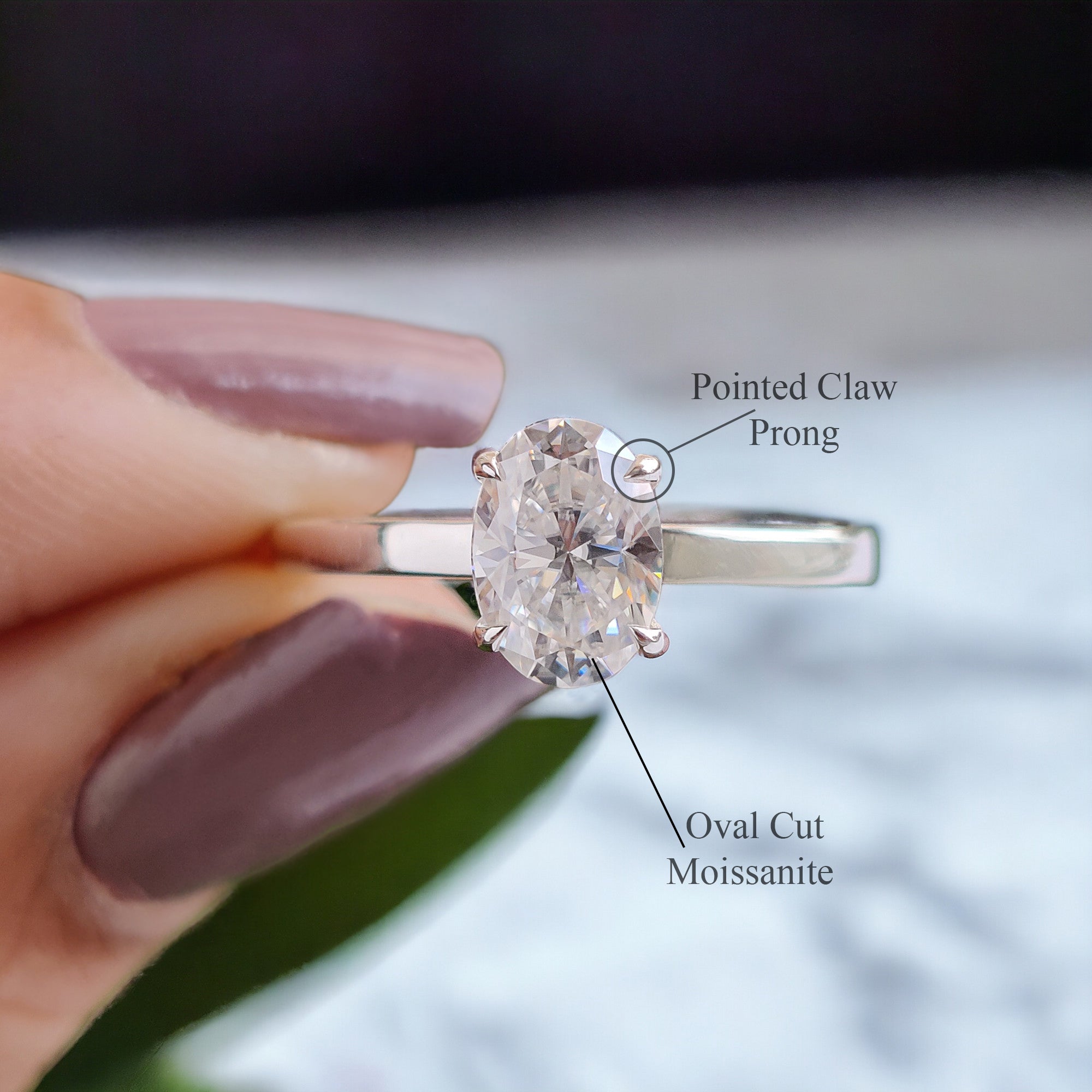 Beautiful Oval Shape Moissanite Ring White Gold 10k/14k/18k 1.00 CT Oval Cut Ring Oval Wedding Engagement Ring Oval Colorless Ring FD19
