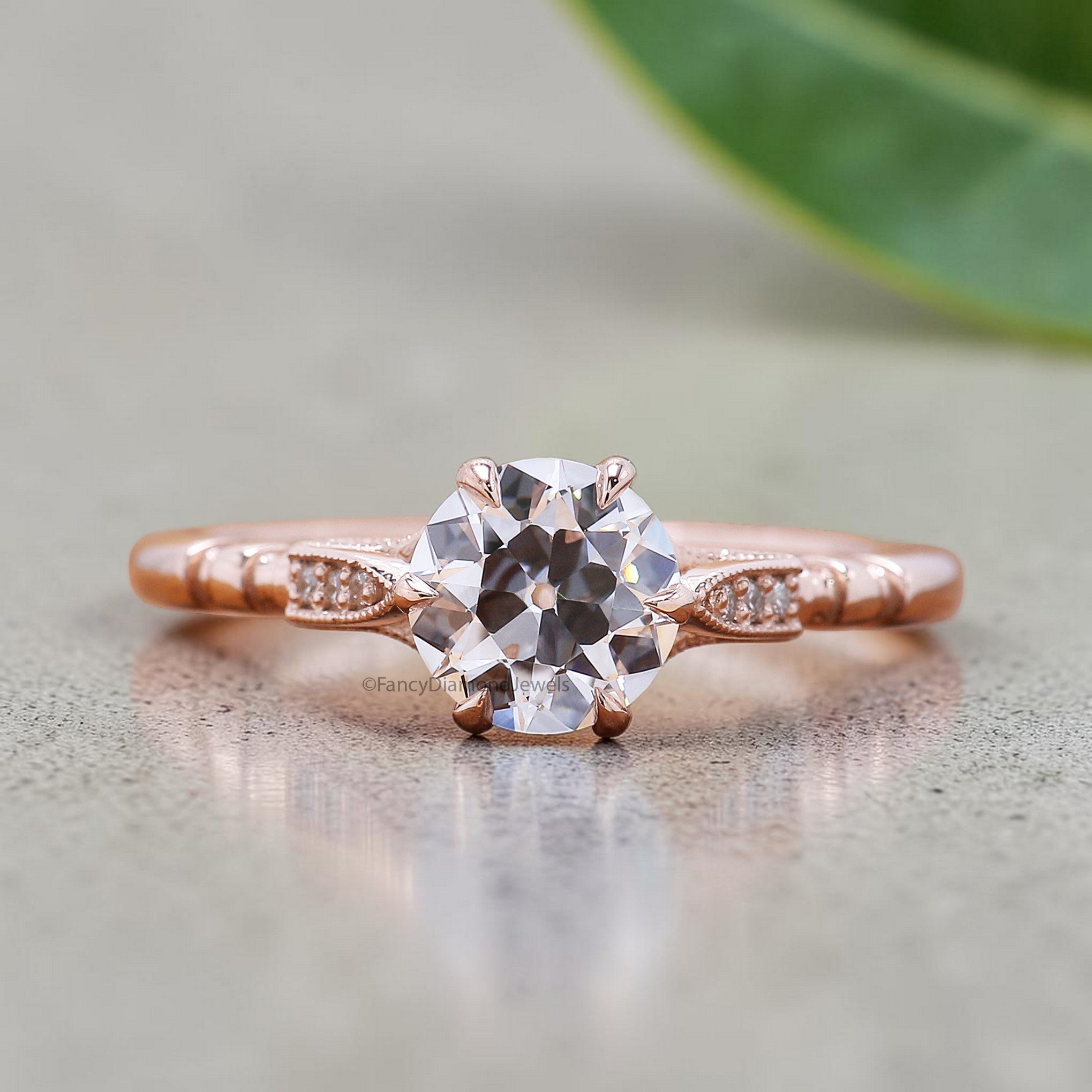 Filigree Style Vintage Engagement Ring, Round Old European Cut Diamond, Unique Milgrain Wedding Ring for Her, Anniversary Gift Ring FD562