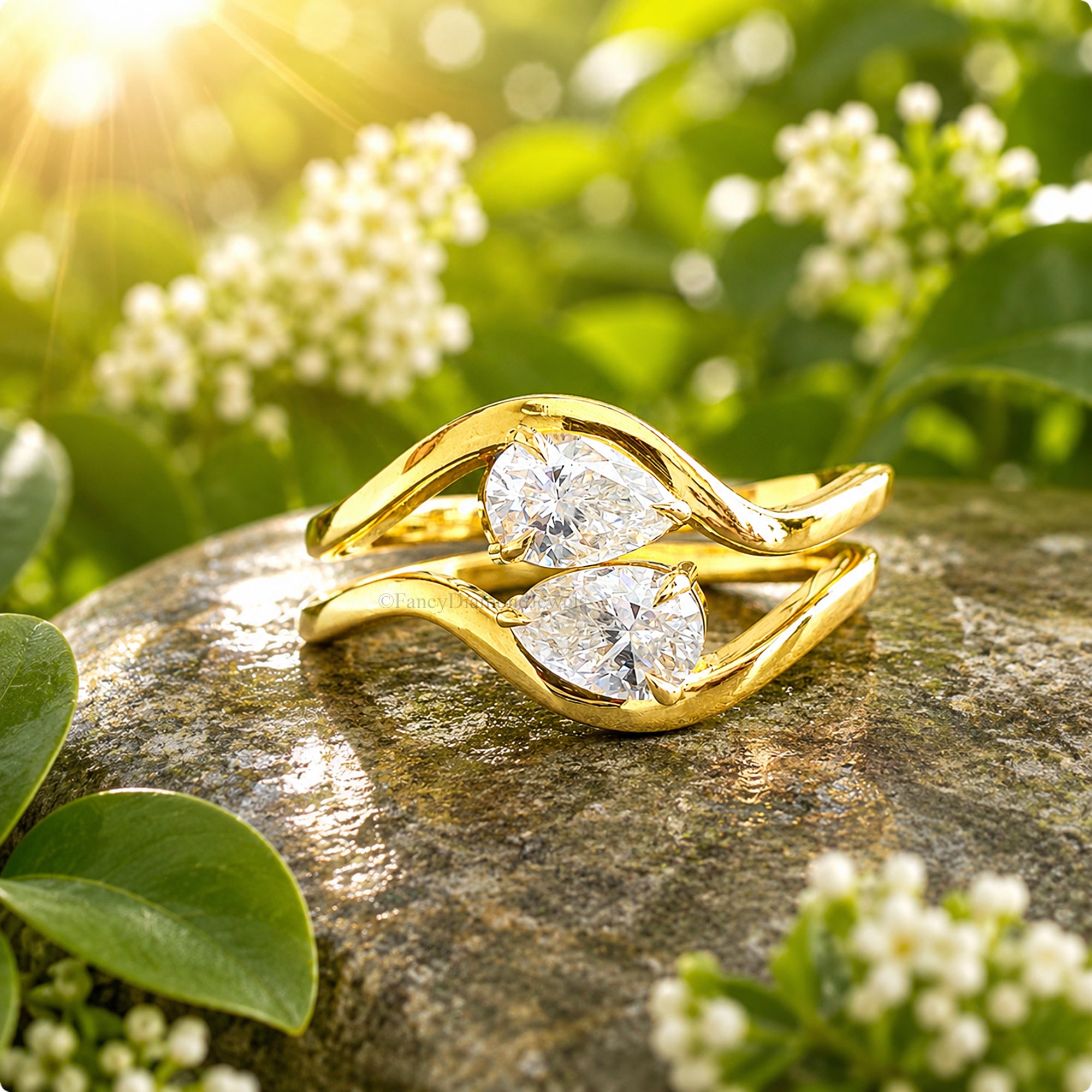 Pinky Ring, East West Pear Moissanite Engagement Ring, Pinky Promise Ring, East-West Ring, Tilted Pear Ring, Tear Drop Statement Ring FD574