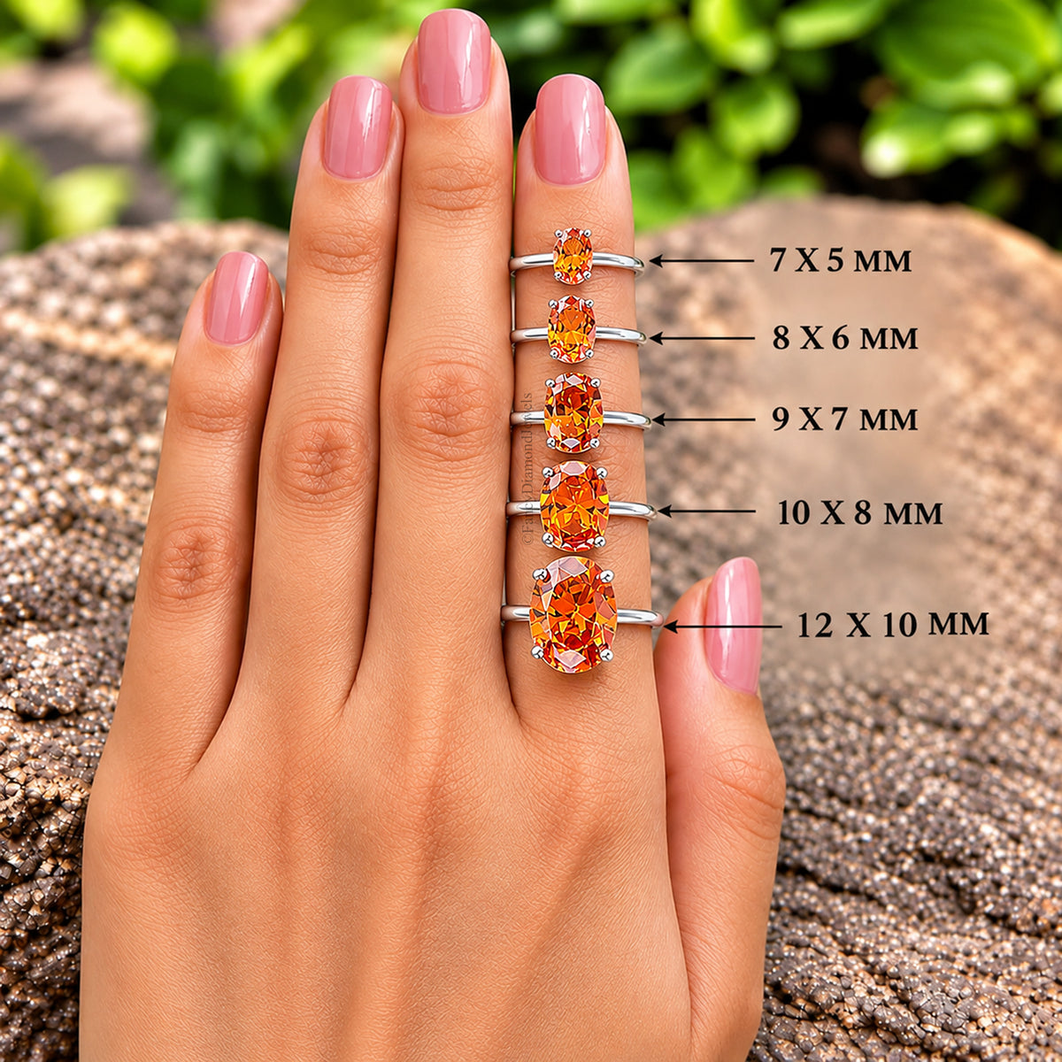 Oval Orange Citrine stone engagement ring 12mm 10mm 9mm 8mm 7mm ring silver simulant Ring Solitaire ring Diamond ring Gift for her FD337