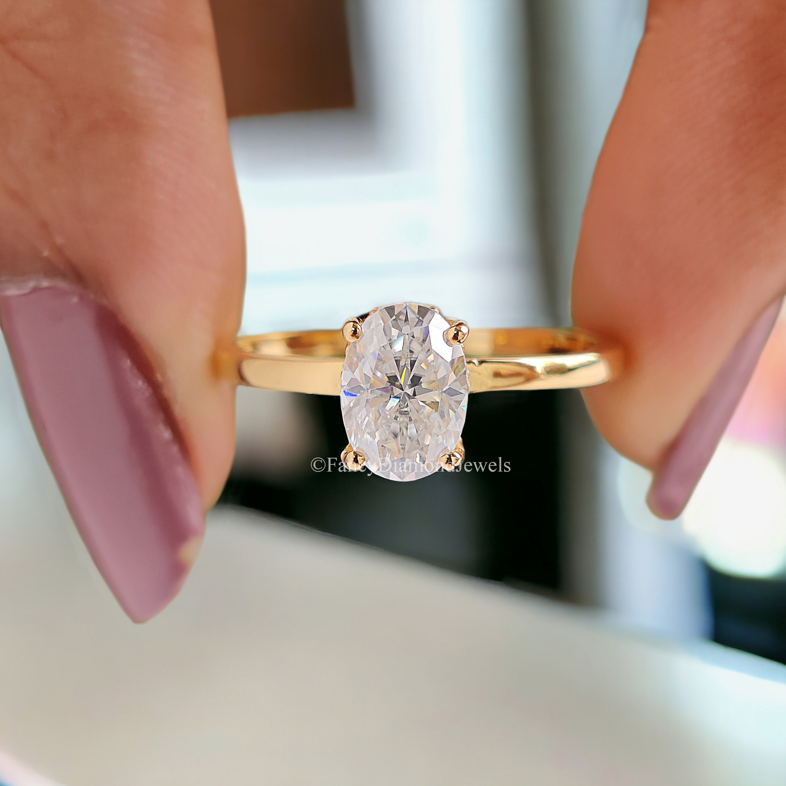 Oval Moissanite Bridal Ring Hidden Halo Moissanite Bridesmaid Ring Near Colorless Moissanite Wedding Ring 14K Solid Gold Proposal Ring FD173