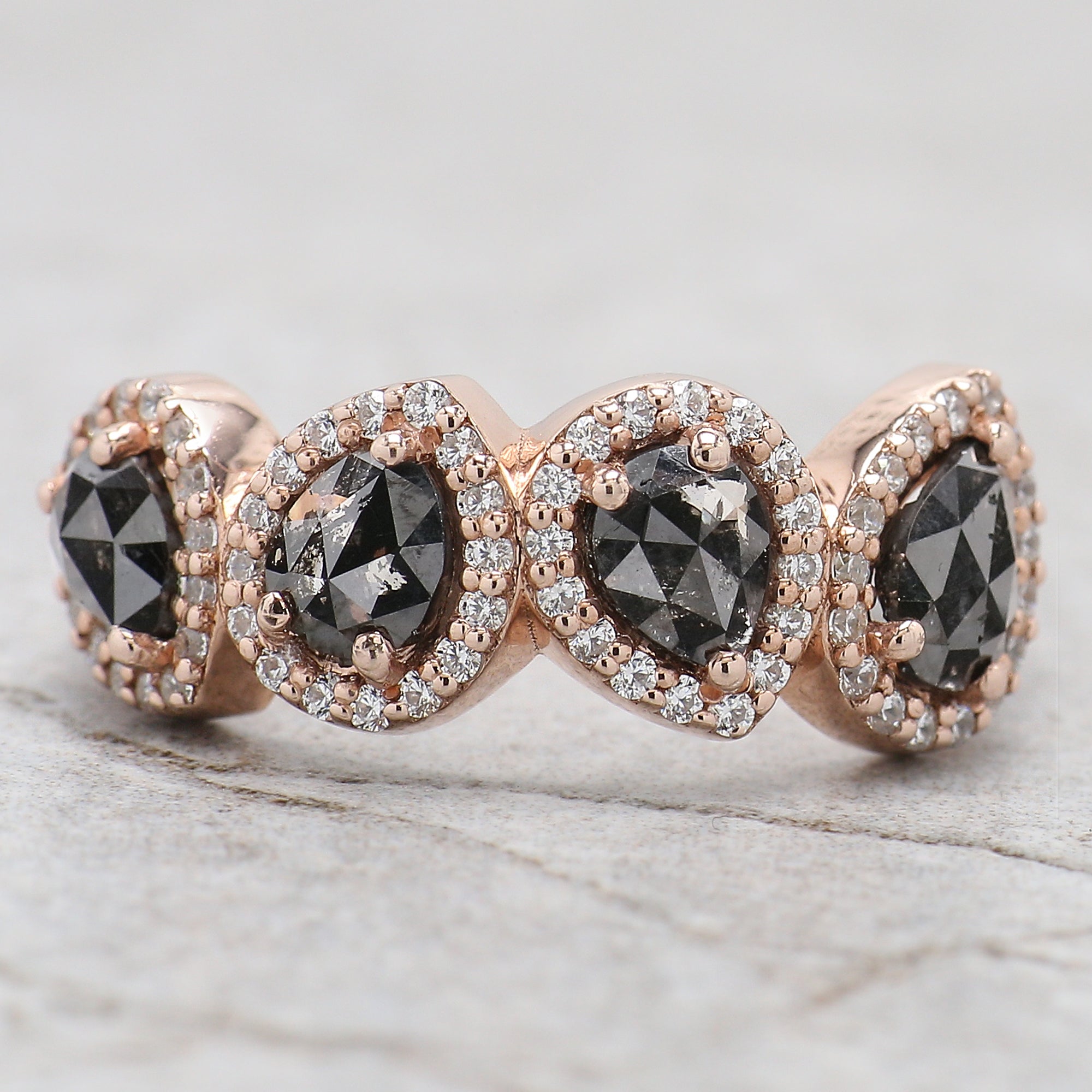 Pear Cut Black Color Diamond Ring 1.11 Ct 5.50 MM Pear Diamond Ring 14K Solid Rose Gold Silver Pear Engagement Ring Gift For Her QN1673