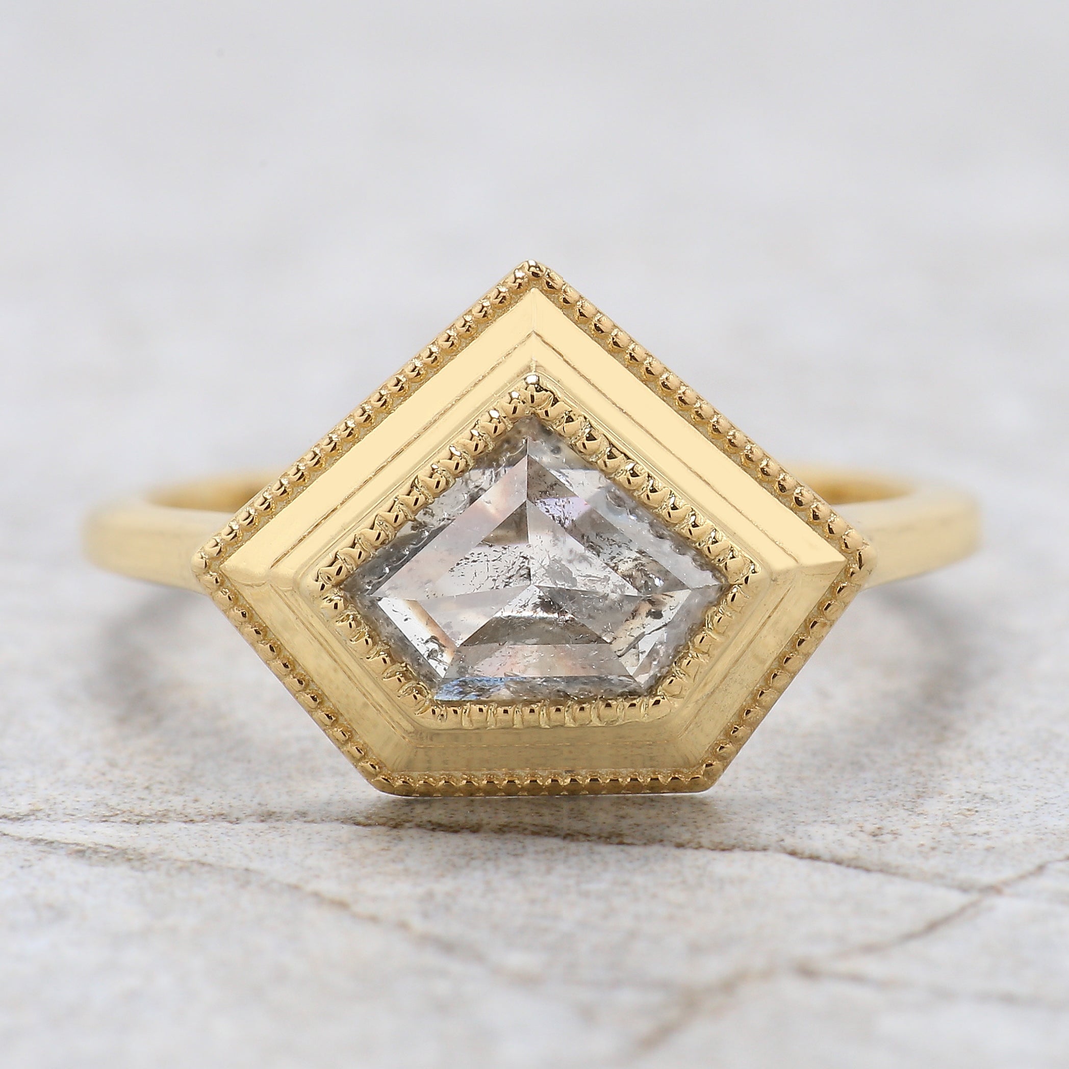 Shield Shape White-G Color Diamond Ring 1.19 Ct 5.95 MM Shield Cut Diamond Wedding Ring 14K Yellow Gold Engagement Ring Gift For Her KDL2605
