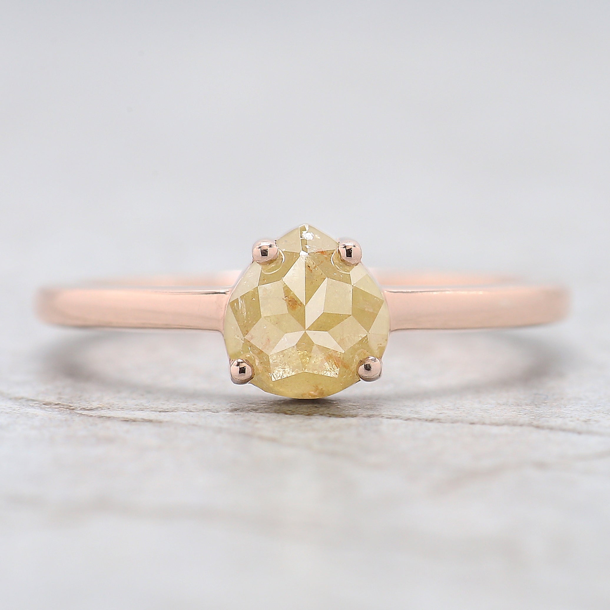 Pear Cut Yellow Color Diamond Ring 1.02 Ct 6.35 MM Pear Shape Diamond Ring 14K Solid Rose Gold Silver Engagement Ring Gift For Her QL1743