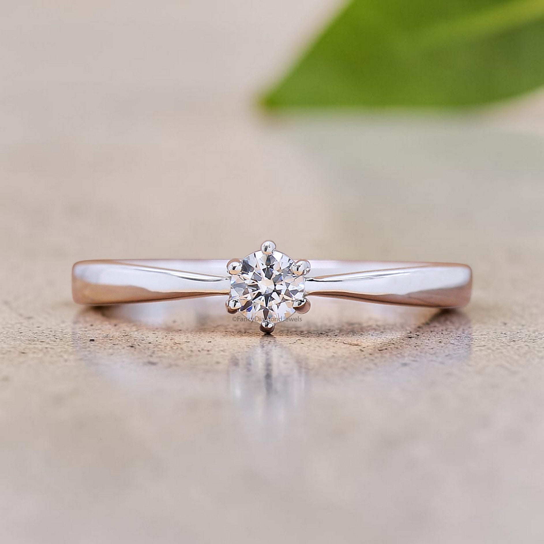 Minimalist Engagement Ring, Round Lab Grown Diamond Ring, 14K Solid Gold Solitaire Ring, Unique Wedding Ring, Anniversary Gift For Her FD565