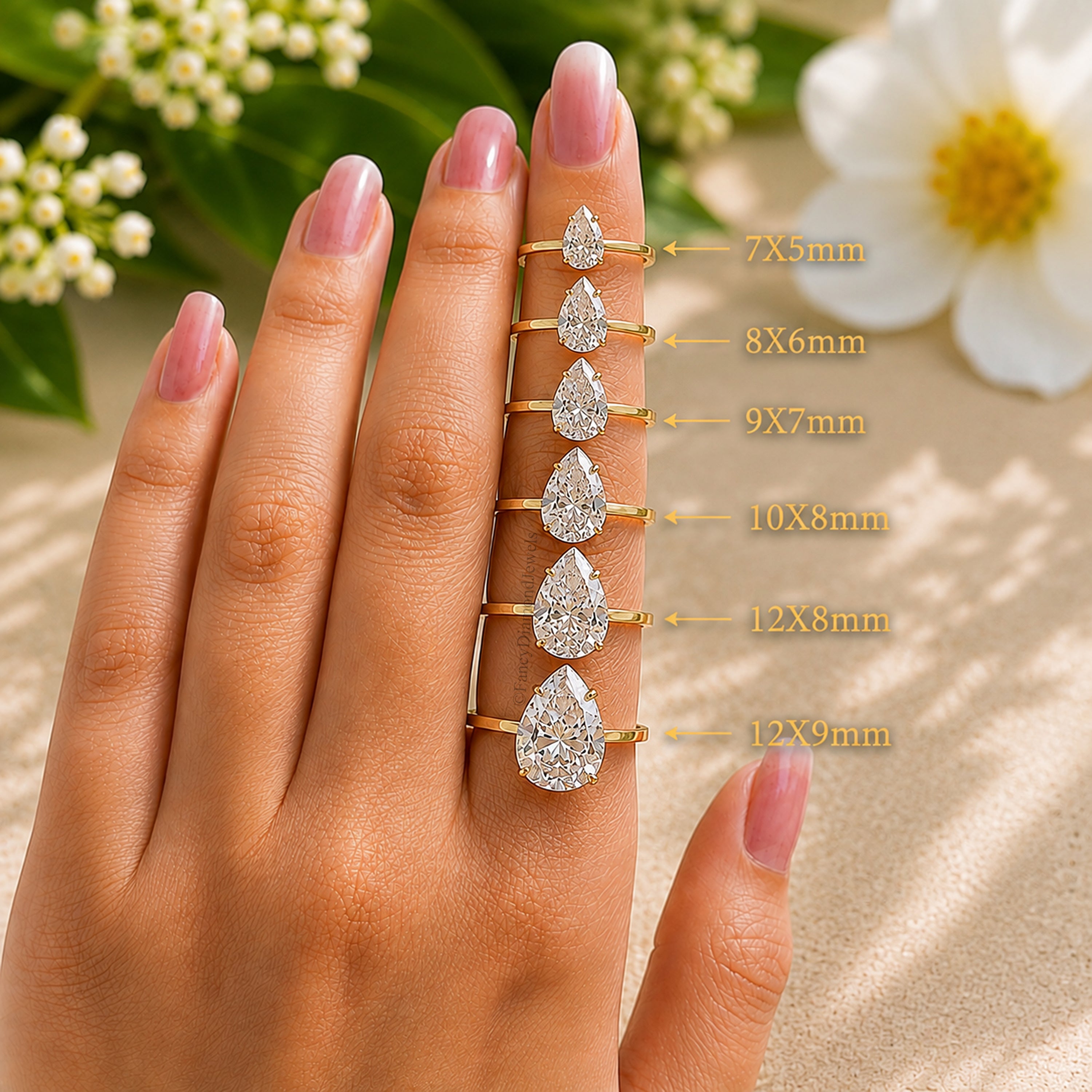 Pear Engagement Ring Lab Created Simulant Solitaire Silver Teardrop Diamond Travel Promise Moissanite Style Wedding Anniversary Gift FD186