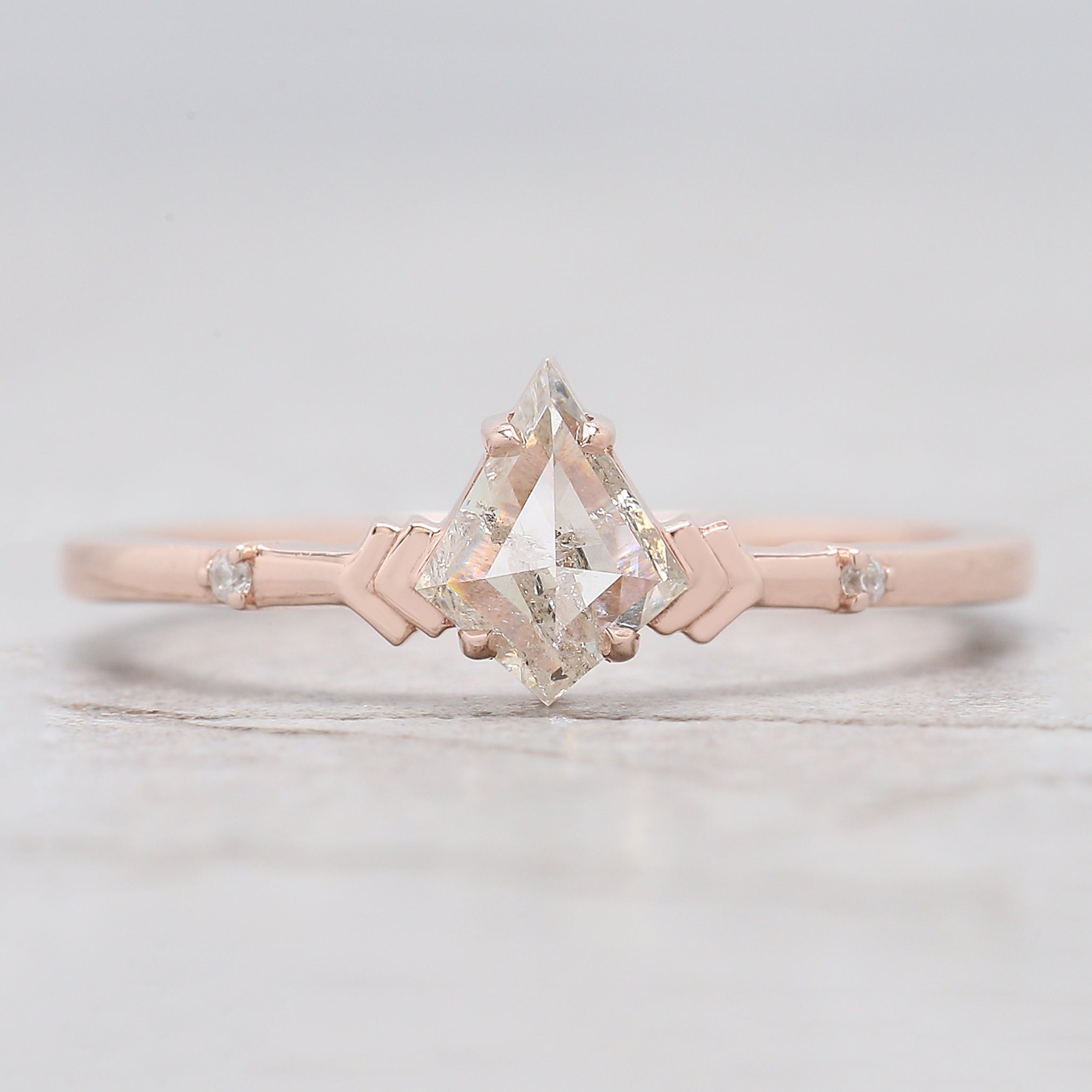 0.60 Ct Natural Kite Cut Shape White-H Color Diamond Ring 6.80 MM Kite Shape Diamond Ring 14K Solid Rose Gold Silver Engagement Ring QL2578